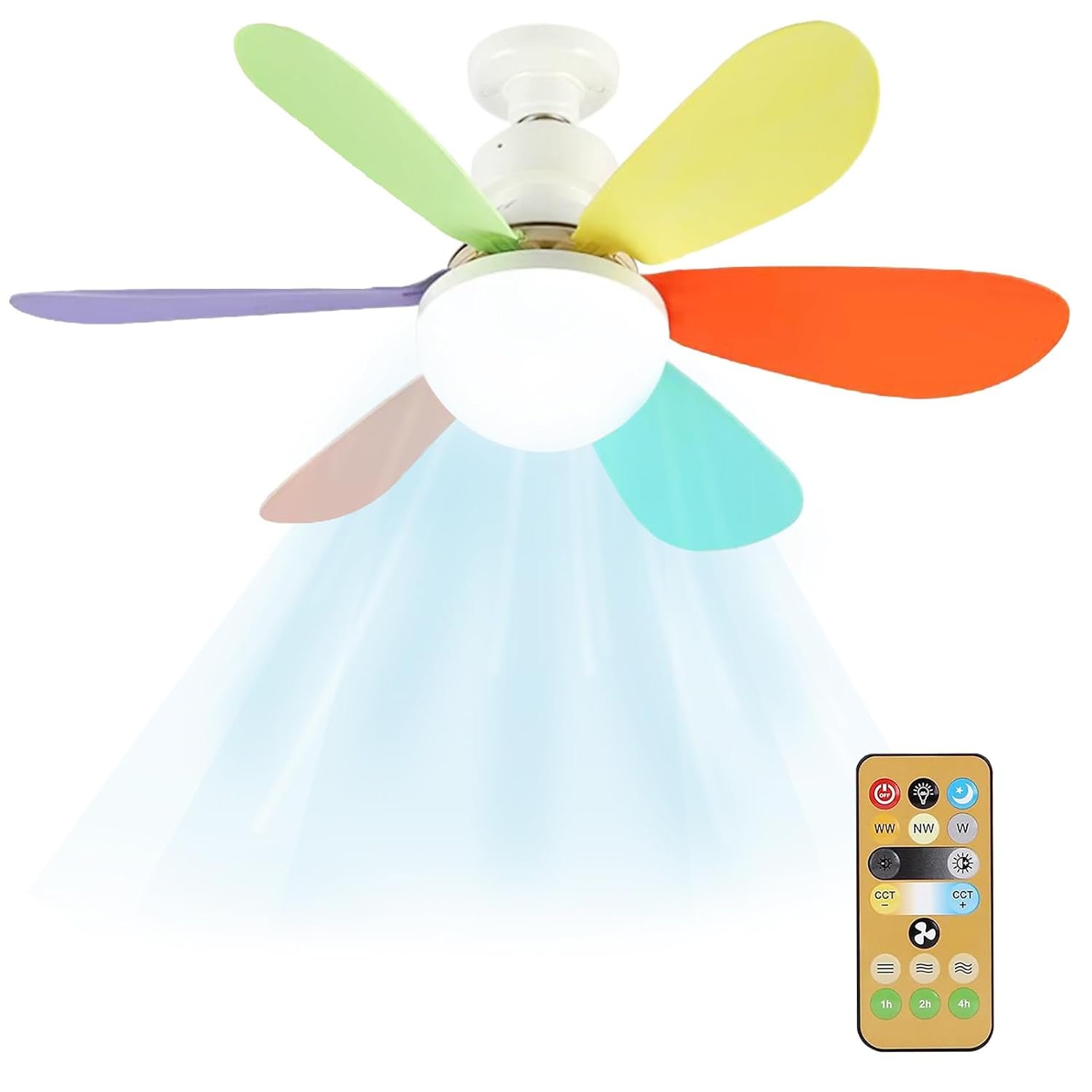 XUZIE Ceiling Fans with Lights and Remote Control, Ceiling Fan Light with 6 Blades Supports, 3 Speeds Adjustment, 3 Color Switching, Timing, Fan Light Ceiling for Bedroom, Living Room, Kitchen