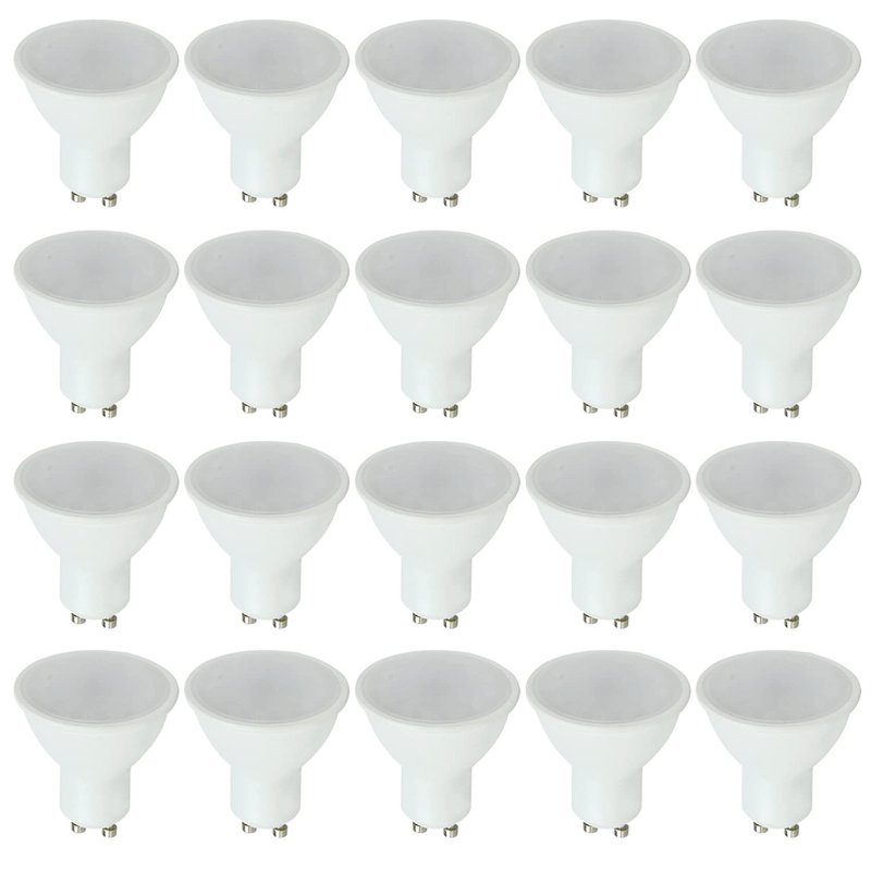 MiniSun | Thermal Plastic 5W Energy Saving LED GU10 Frosted Lens Bulbs | LED Bulbs, Home Décor & Improvement Essential | Set of 20 | 6500K Cool White