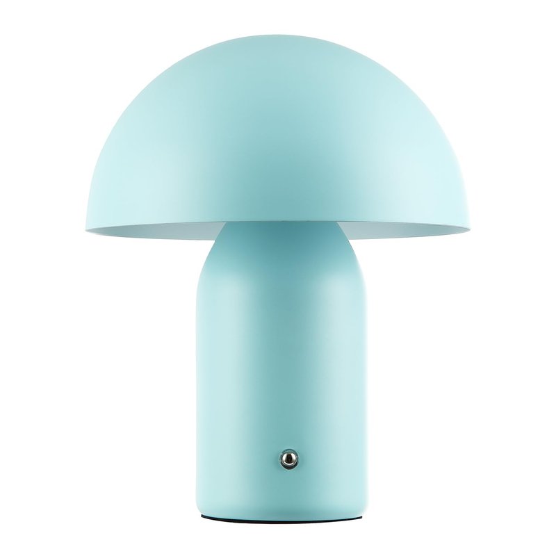 Happy Homewares Modern Rechargeable Mushroom Table Lamp in Mat Duck Egg - USB-C Cable Included | 3-Step Touch Dimmer | 3600mAh Power | 3w 3000k LED