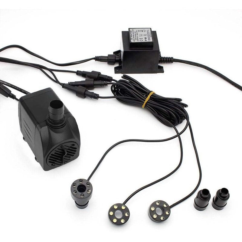Forever Speed Submersible Water Pump 1500L/H Fountain Pump with Lighting 3 White LED Ring for Garden, Fountain, Aquarium, Pond, Birdbaths, Fish Tank
