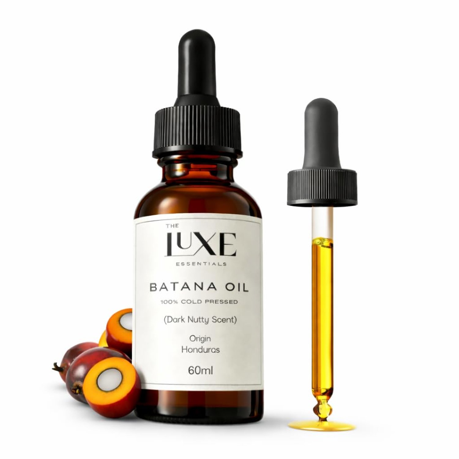 Cold Pressed Batana Oil for Hair Growth | Pure & Unrefined Natural Hair Oil, Beard & Skin Oil | Lightweight, Fast-Absorbing Moisturiser | Raw, Organic & Ethically Sourced (60 ML, Dark Nutty)