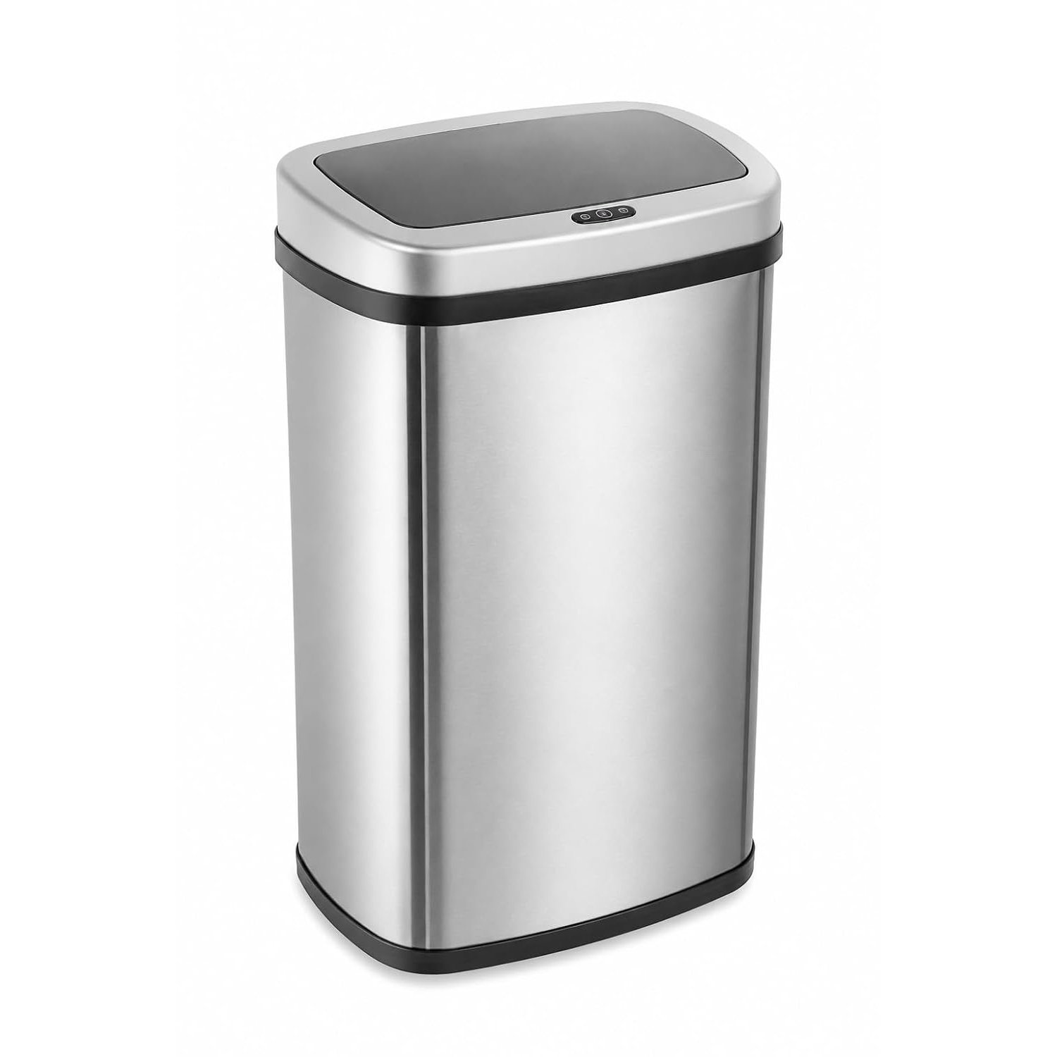 K Collection 50L Sensor Bin for Kitchen – Large Automatic Motion Sensor Waste Bin – Touchless Infrared Lid, Soft-Close, Fingerprint-Resistant Steel – USB-C or Battery Powered – Home, Office – Silver