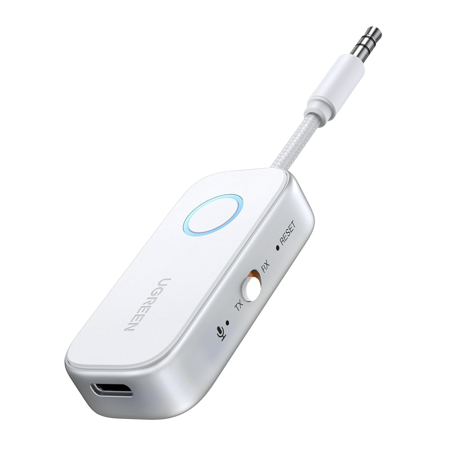 UGREEN Bluetooth 6.0 Transmitter Receiver, Dual Connection, 18H Long Playtime, Mic for Calls, 2-in-1 Wireless Aux Bluetooth Adapter for TV, Airplane, Headphone, Airpods, Speaker, Car