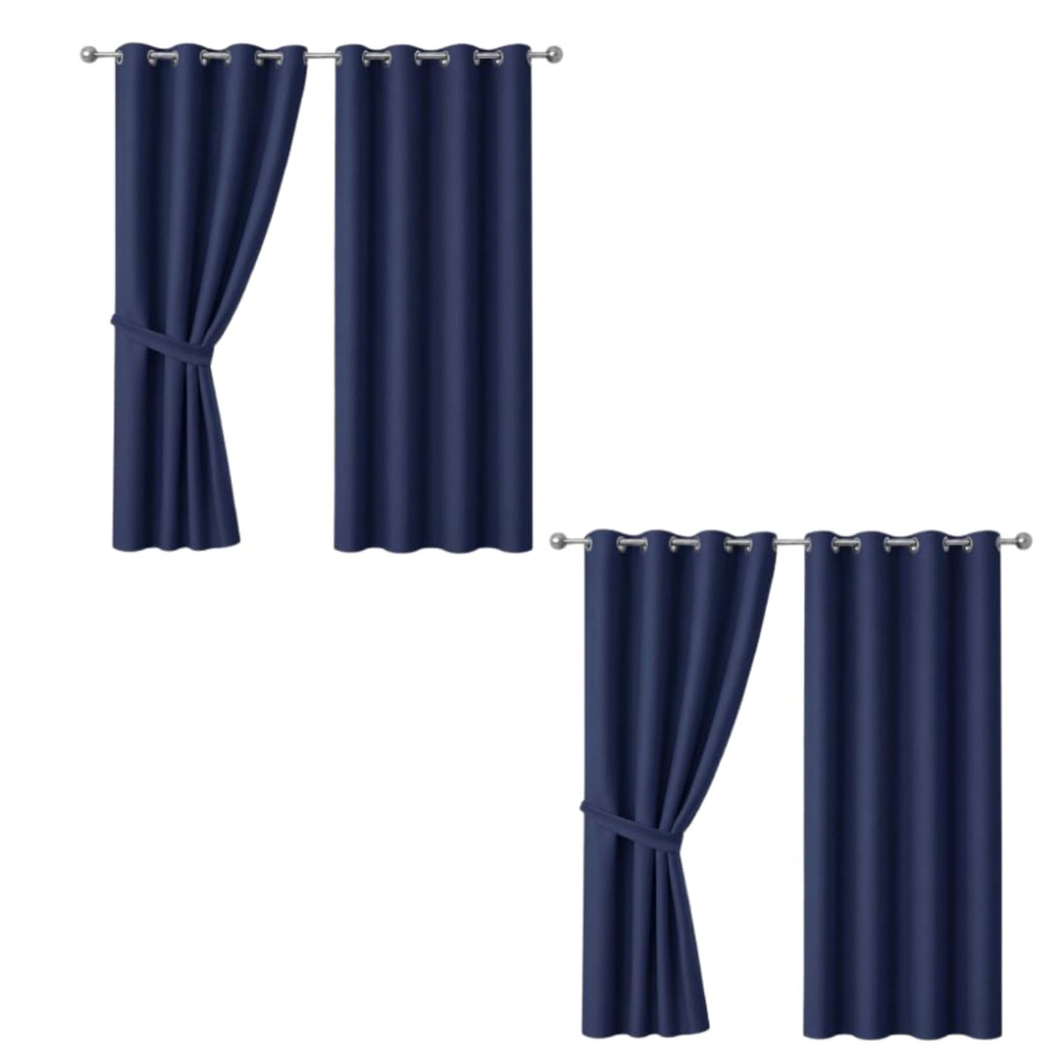 AMEHA Blackout Curtains for Bedroom - Thermal Eyelet Navy Curtains Window Treatments Super Soft Ring Top Living Room Curtain & Drapes 2 Panels 46 x 54 inch Drop (Pack of 2)