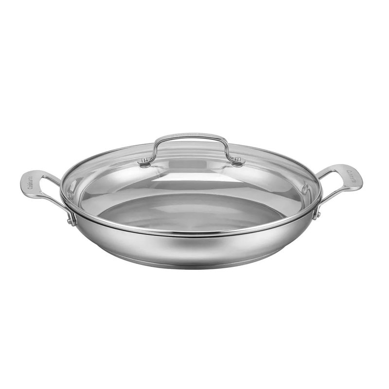 Cuisinart Classic 12" Stainless Steel Everyday Pan with Cover - 8325-30D: Oven-Safe, Dishwasher-Safe, Tempered Glass Lid