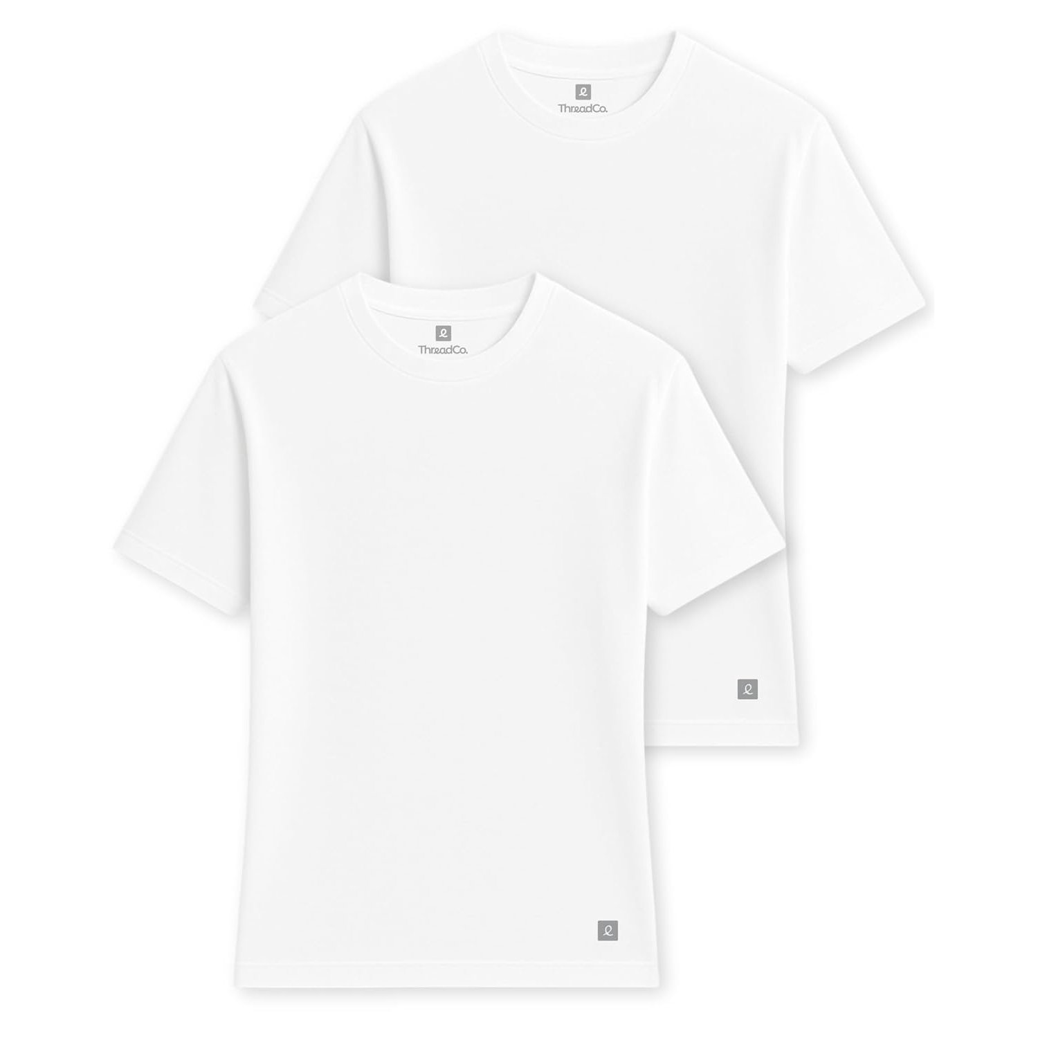 ThreadCo Womens T Shirts - 100% Cotton - Medium Weight 180gsm Ladies T-Shirts - Regular-Fit Crew Neck T Shirt - Soft, Breathable & Pre-Shrunk Tees - 2 Pk - White - Medium