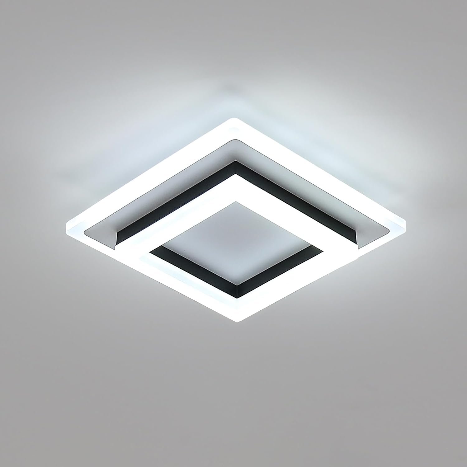 SENQIU LED Ceiling Light, 24W 2700LM Square Modern Ceiling Lamp, Bright Acrylic Ceiling Lighting Fixture for Bedroom, Kitchen, Office, Hallway, Dining Room, Cold White 6500K