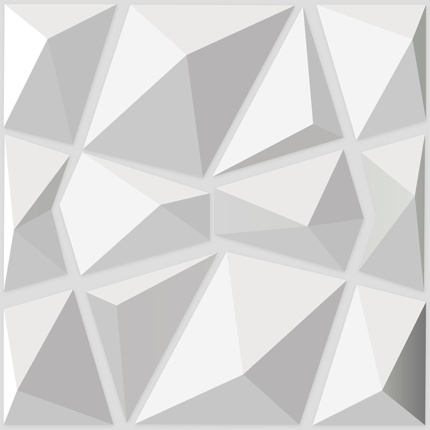 Art3d Decorative 3D Wall Panels in Diamond Design, 12"x12" Matt White for Home and Office Decor (33 Pack)