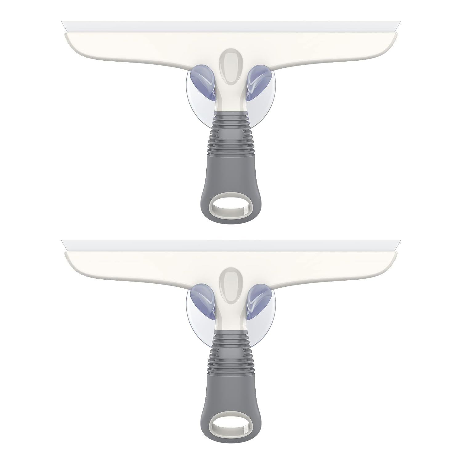 MR.SIGA Multi-Purpose Silicon Squeegee for Window, Glass, Shower Door, Car Windshield, Heavy Duty Window Scrubber, Includes Suction Hook, 10 inch, White & Grey, 2 Pack