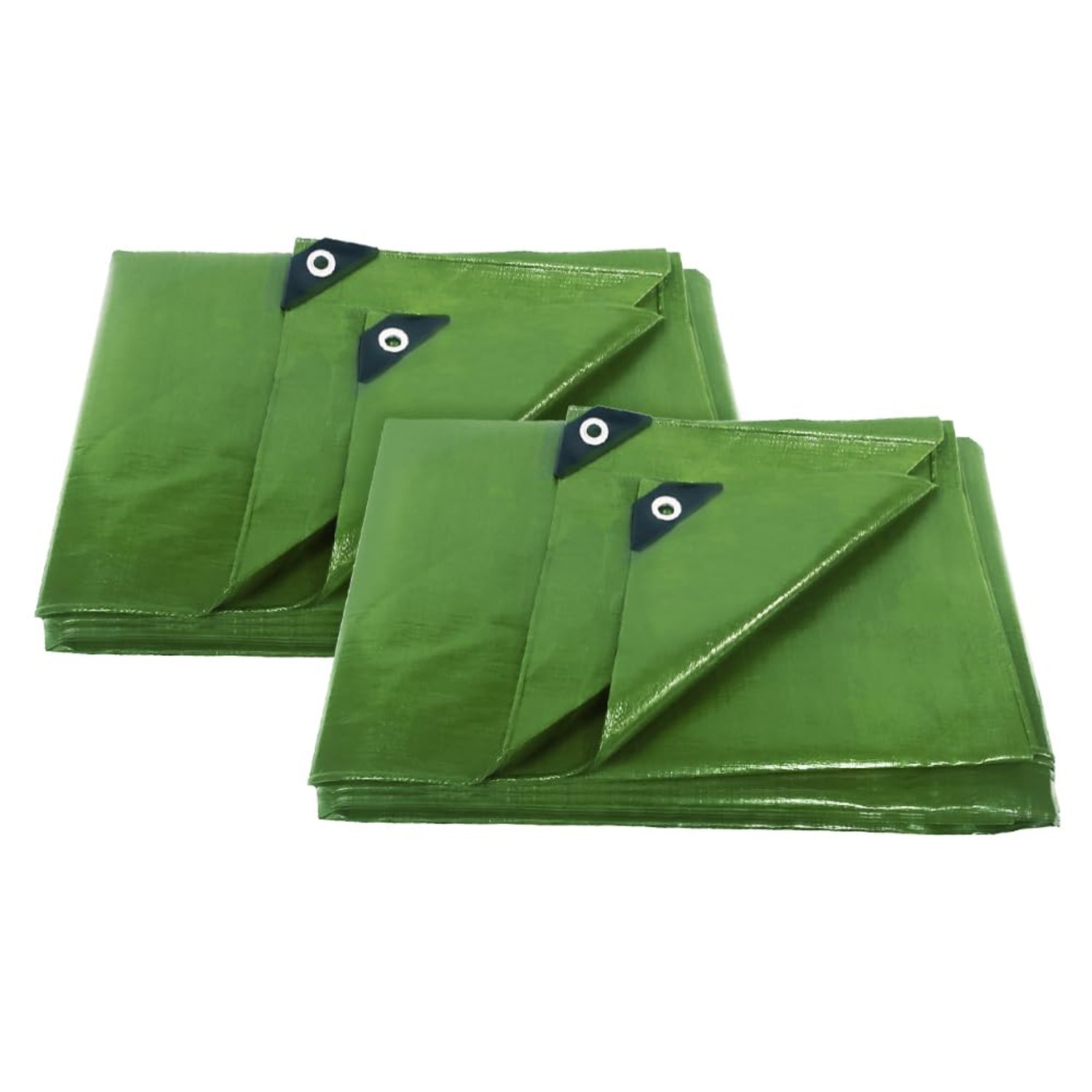 ANSIO Tarpaulin 3m x 4m Pack of 2 Water-resistant Tarp Large Camping Cover Sheet – Multipurpose Groundsheet with UV Protection, Weatherproof & Frost-Resistant – Reinforced Eyelets - Green