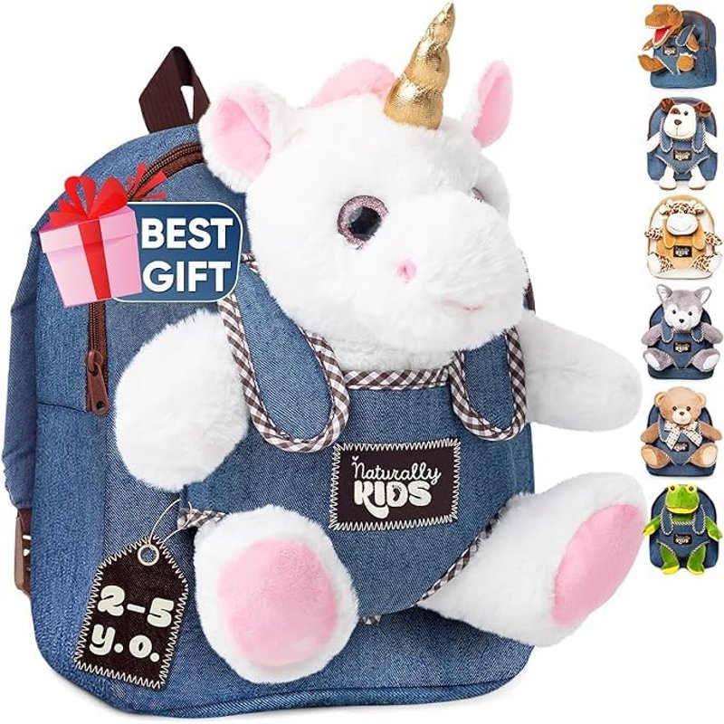 Naturally KIDS Unicorn Toys, Birthday Gifts for Girls, 3 Year Old Girl Gifts for 2 Year Olds Girls, Unicorn Backpack