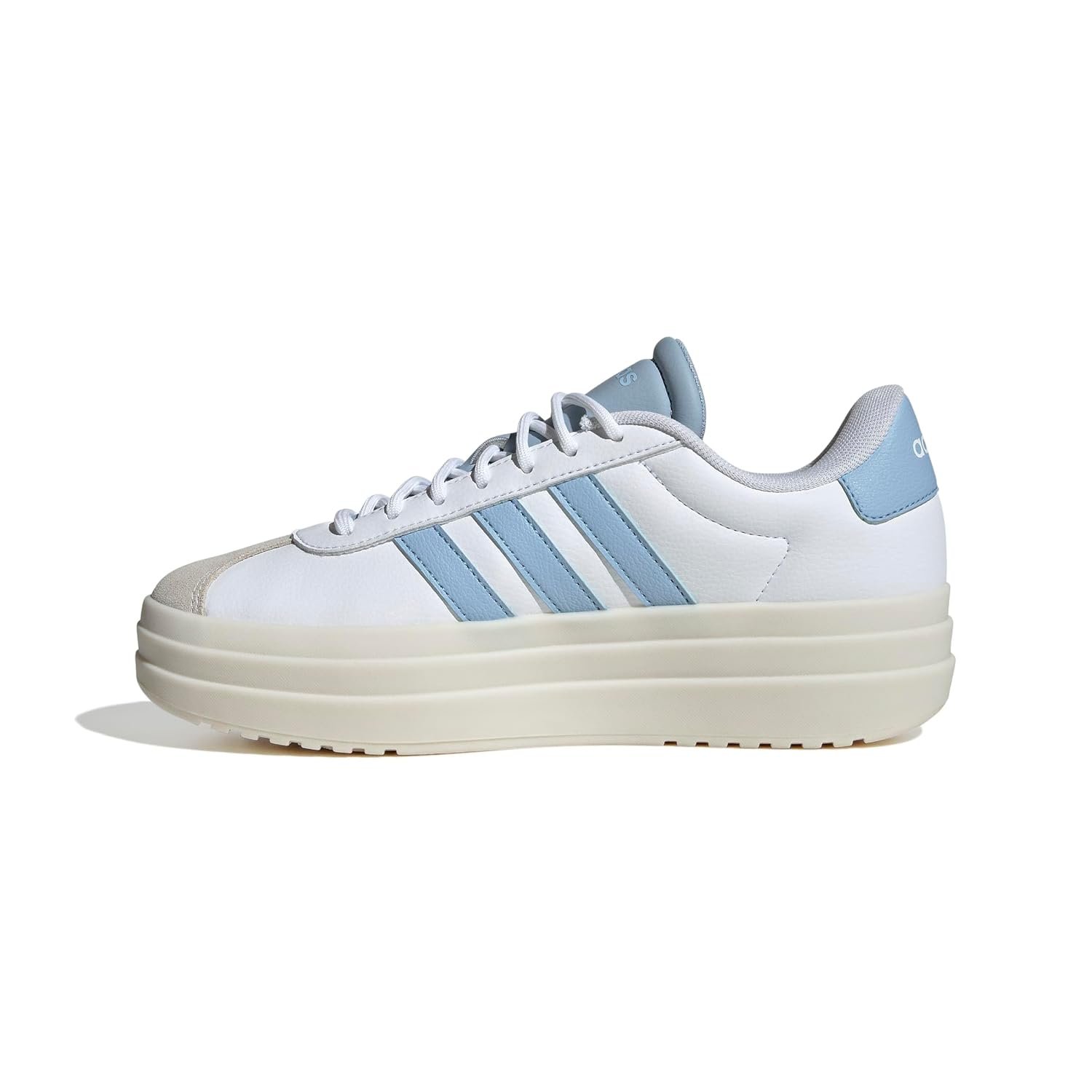 adidas Women's VL Court Bold Shoe, White/Glow Blue/Wonder Blue, 11
