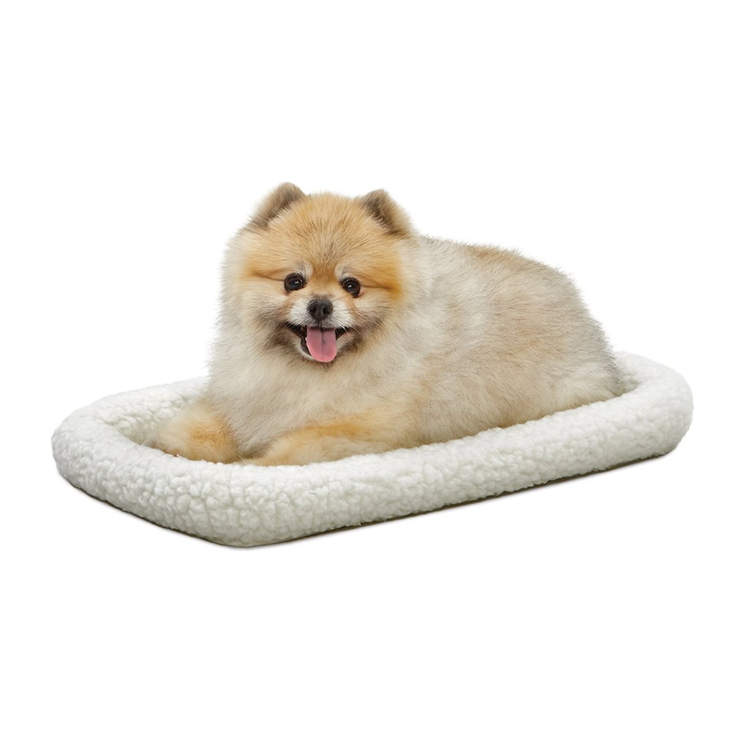 MidWest Homes for Pets QuietTime XS Dog Bed – White Fleece Bolster, Ultra-Soft and Machine Washable, Fits 59 cm Crates and Carriers, for Small Dogs and Cats