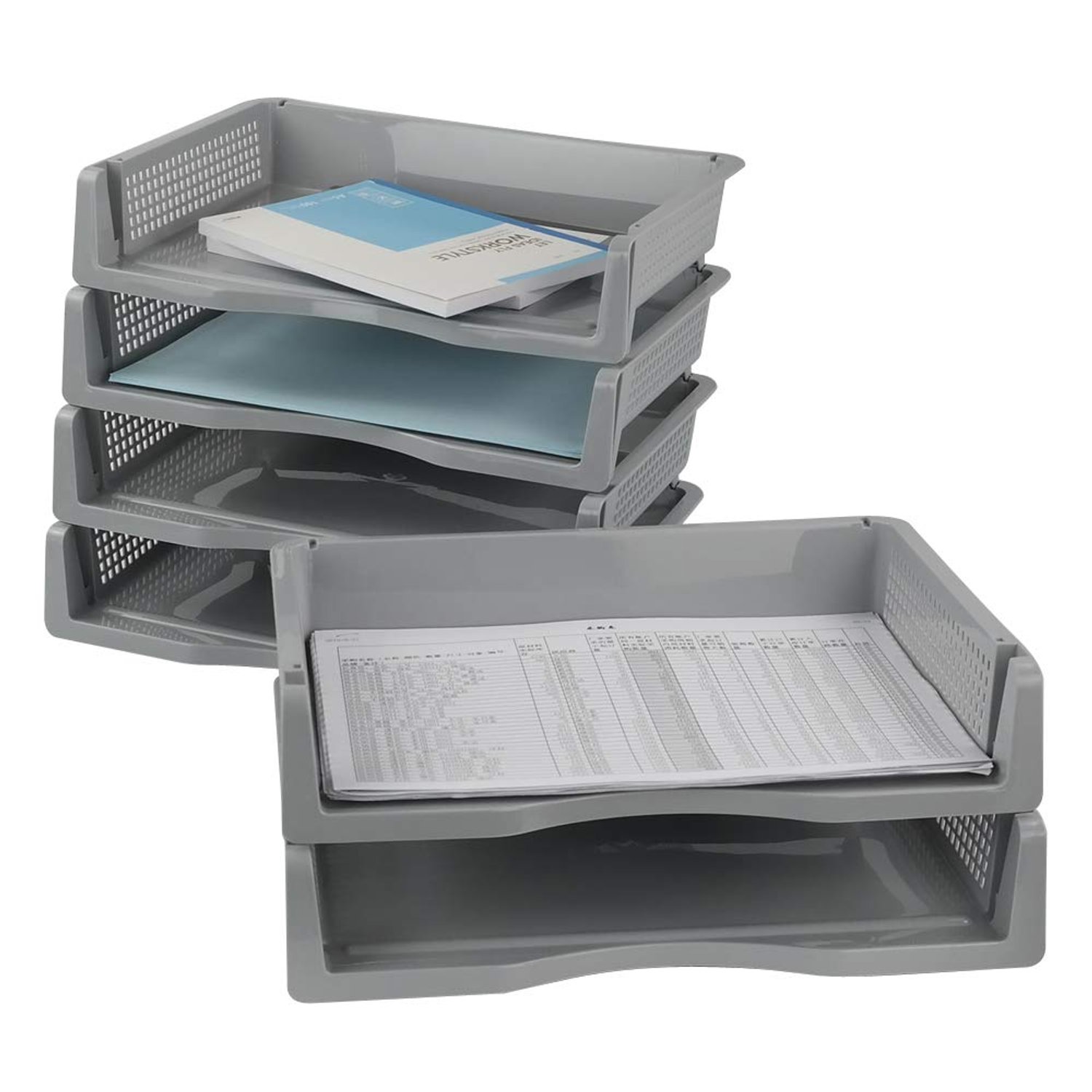 Bblina 6 Tier Plastic Stackable File Tray, Desktop Organiser Storage Tray