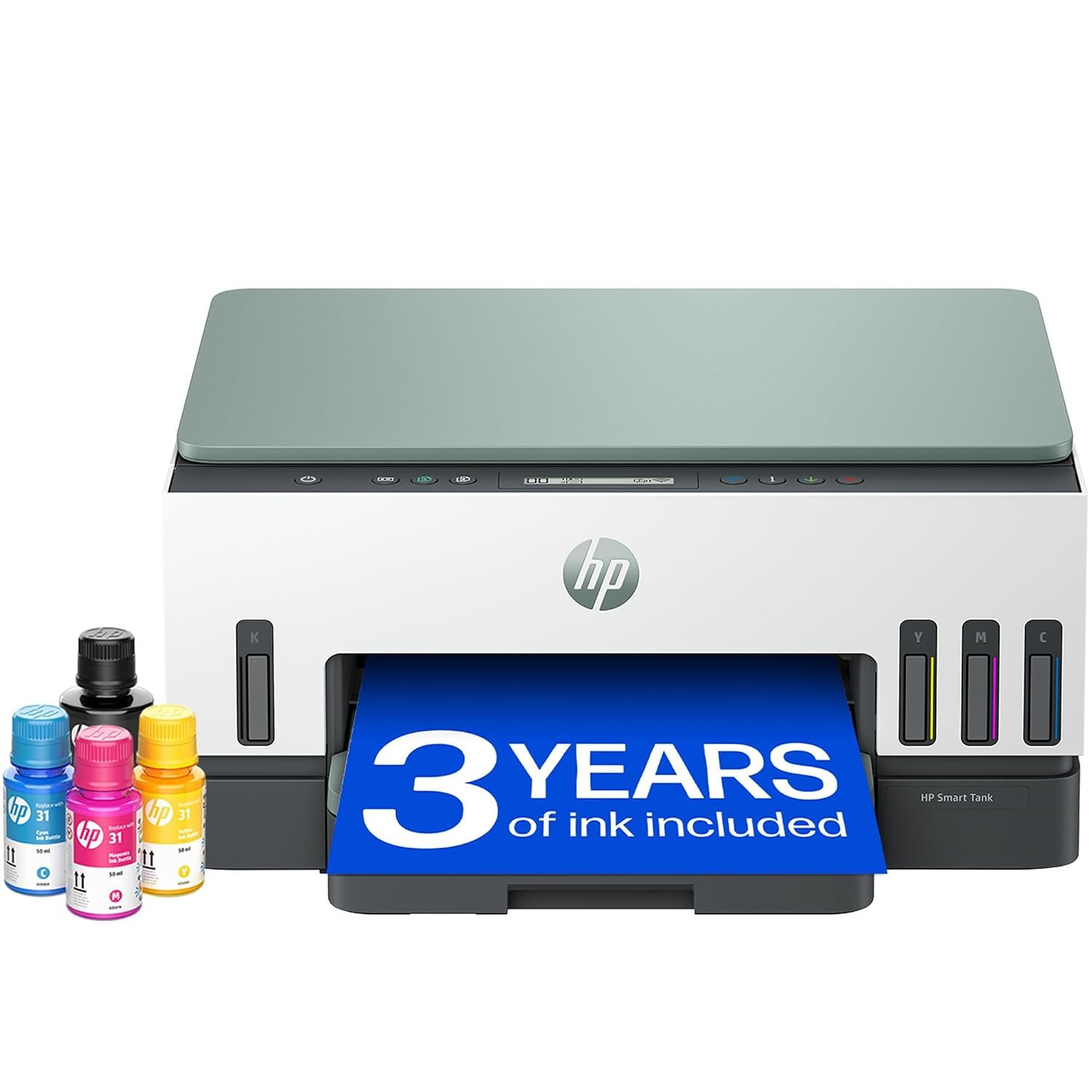 HP Smart Tank 7007 All in One Printer | Perfect for Home | Colour | Wireless | Print, Scan, Copy | Includes up to 3 Years of Ink | Refillable | 2-Sided Printing | Easy Setup | Reliable Wi-Fi