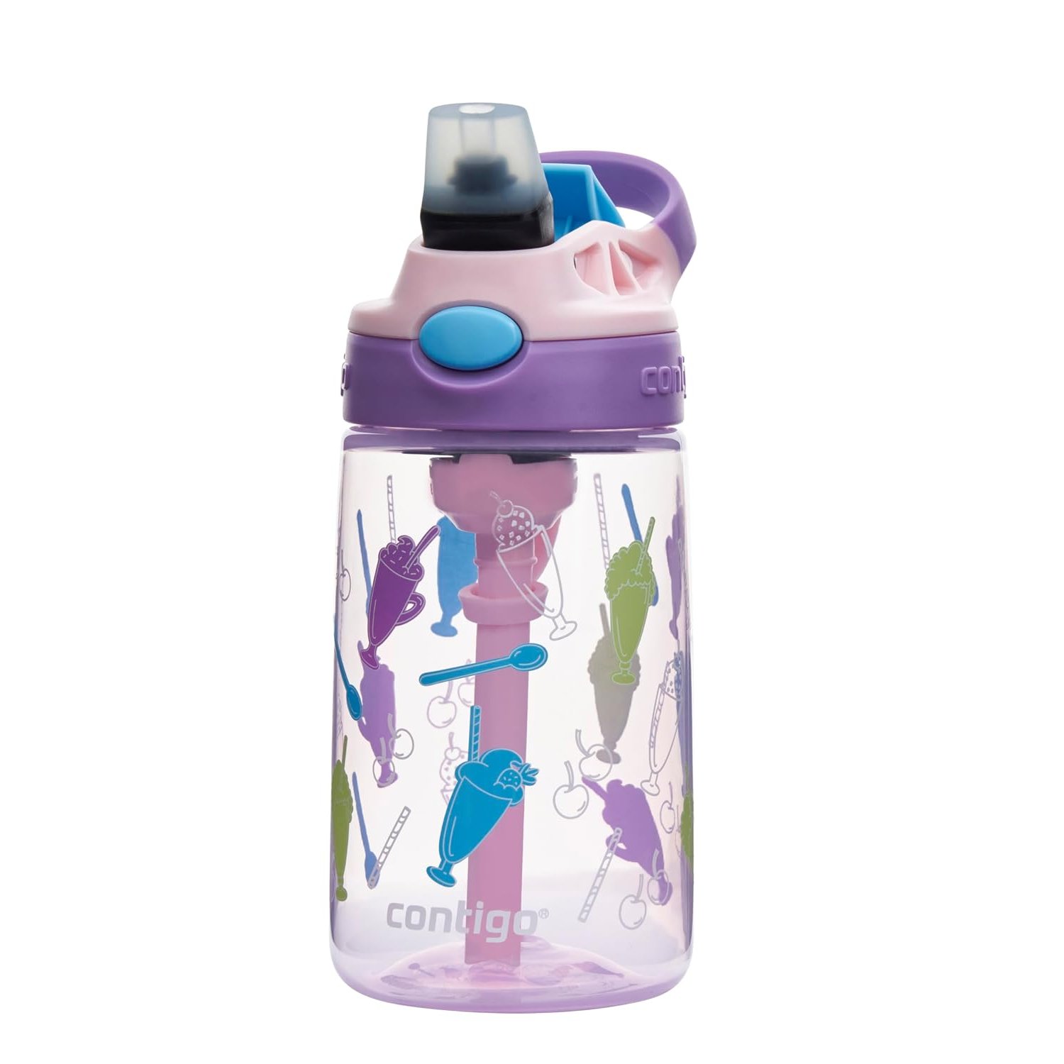 Contigo children's drinking bottle Easy Clean Autospout with straw, BPA-free robust water bottle, 100% leak-proof, easy to clean, ideal for daycare, school and sports, 420 ml, Purple, Green, Blue