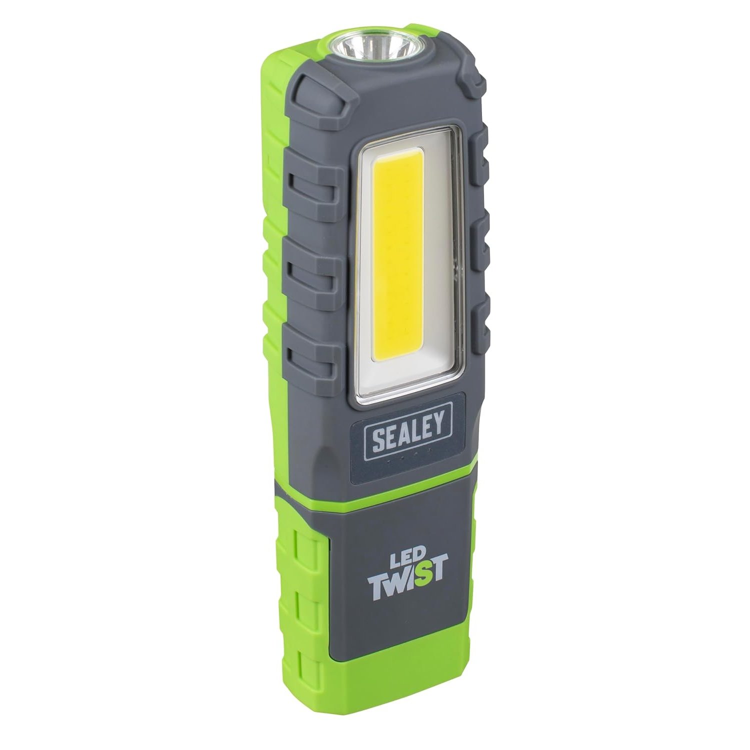 Sealey LED Twist Rechargeable Inspection Light, 5W COB & 1W SMD, 600lm, with 180° Magnetic Stand - LED601G, Grey/Green