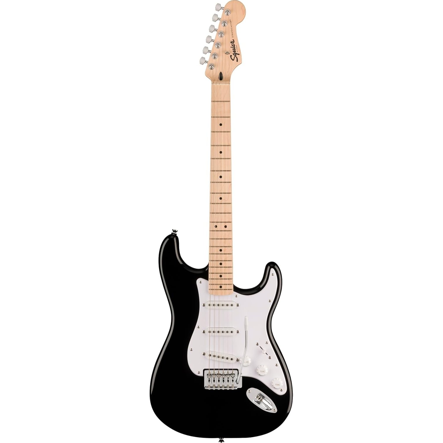 Squier by Fender Sonic Stratocaster Electric Guitar, Easy-to-play Neck and Body for Beginners, with Free Virtual Lessons, Black