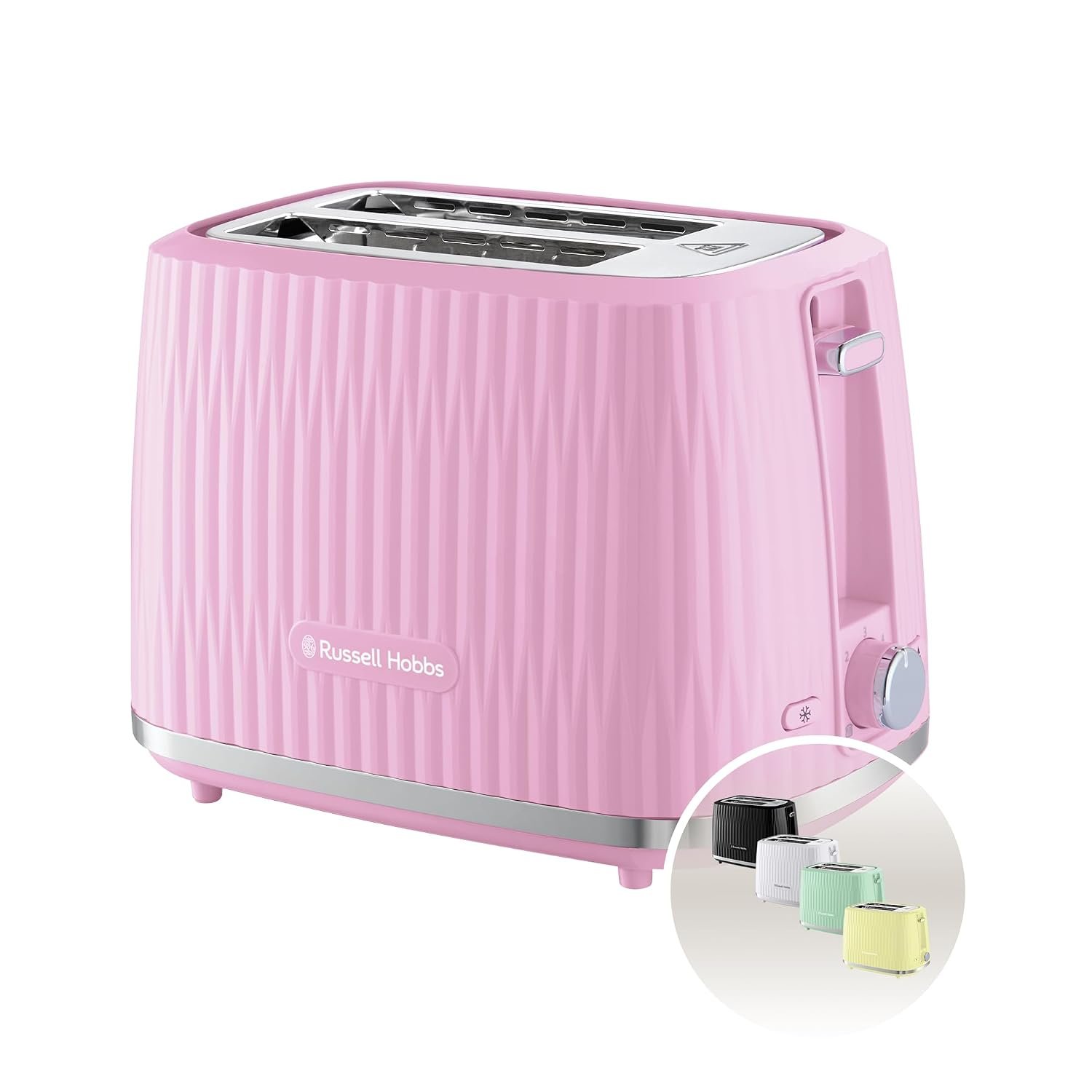 Russell Hobbs Eden 2 Slice Toaster (6 Browning Settings, High Lift Feature, Frozen, reheat, Cancel Functions, Removable Crumb Tray, 800W, Raspberry) 27372