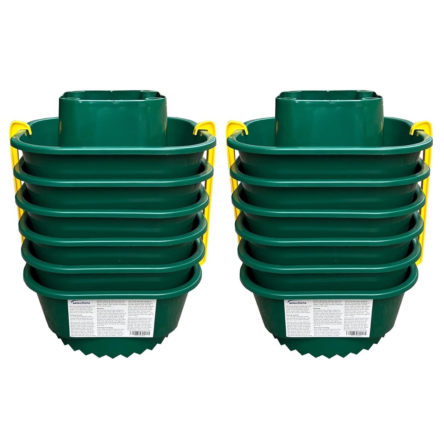 Selections Tomato & Vegetable Growbag Pots (Pack of 12) Indoor or Outdoor Usage, Large