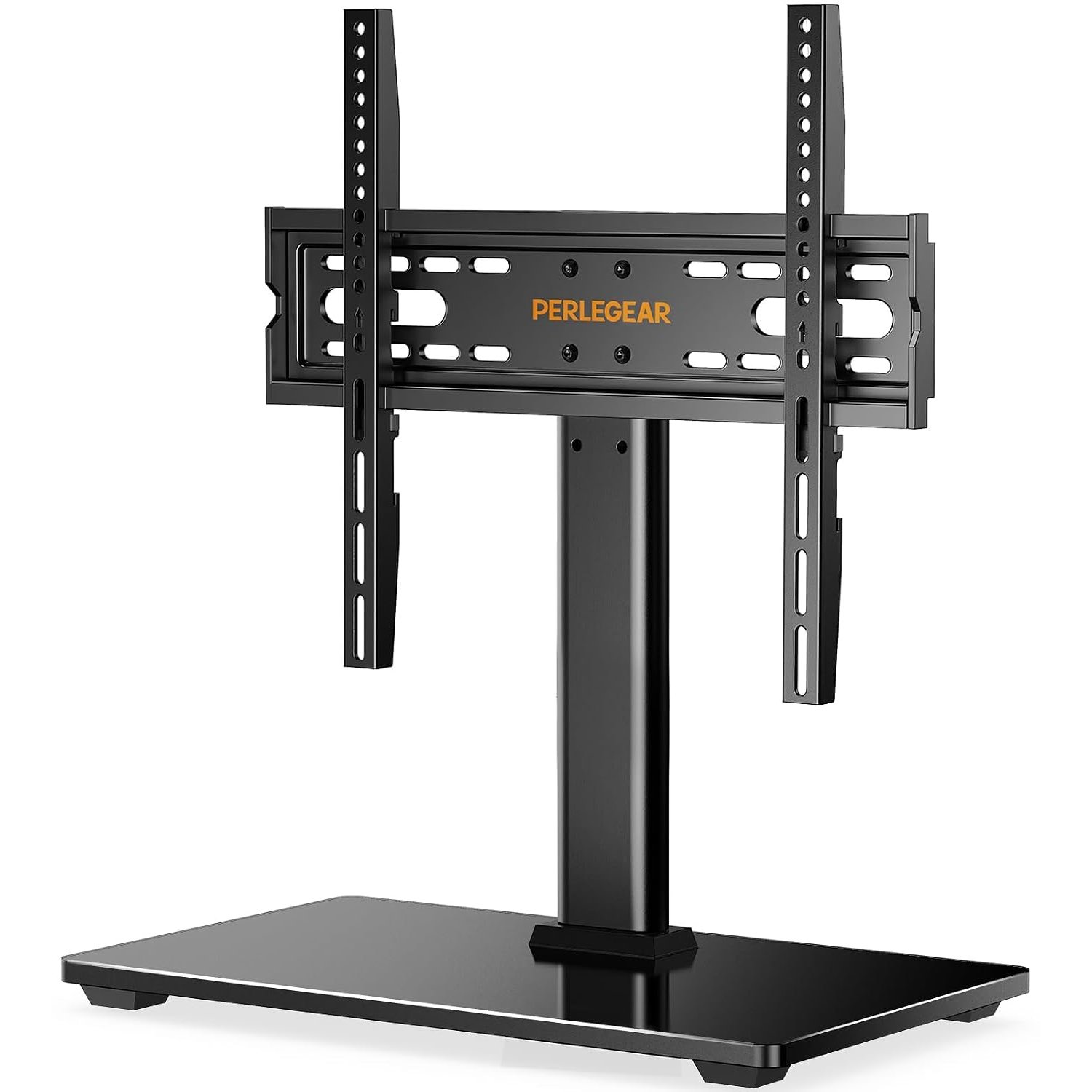 Perlegear Universal TV Stand for 32-60 Inch TVs up to 40 KG(88 lbs), Height Adjustable Table Top Tv Stands, TV Mount Stand with Tempered Glass Base & Cable Management, Max VESA 400x400mm