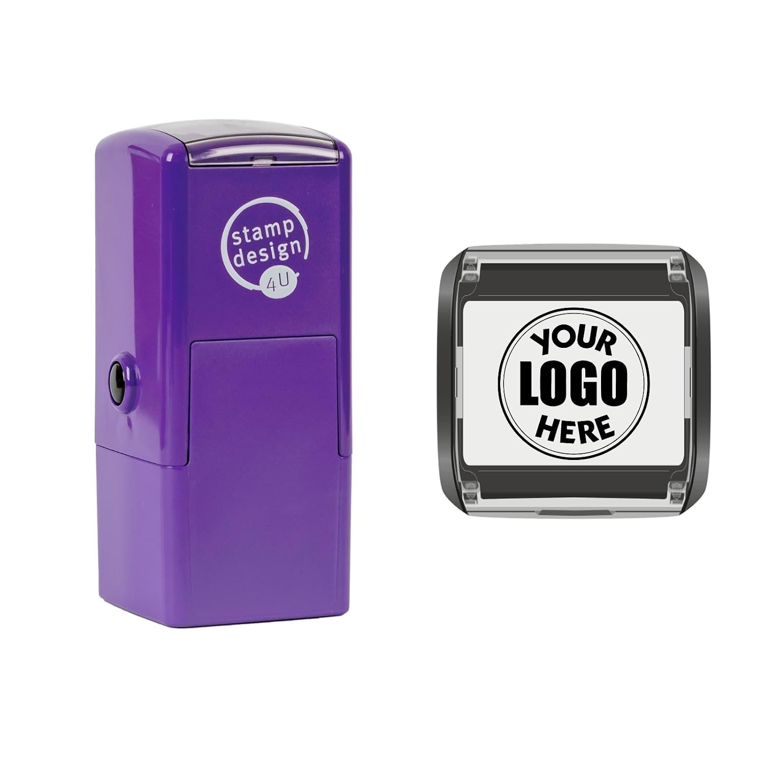 Business Logo Personalised Stamp, 25mm x 25mm Custom Stamp (Black)