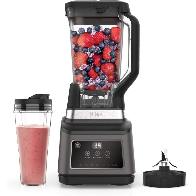 Ninja 2-in-1 Blender with 3 Automatic Programs Blend, Max Blend, Crush, and 4 Manual Settings, 2.1L Jug & 700ml Cup, 1200W, Dishwasher Safe Parts, Auto-iQ, Black BN750UK