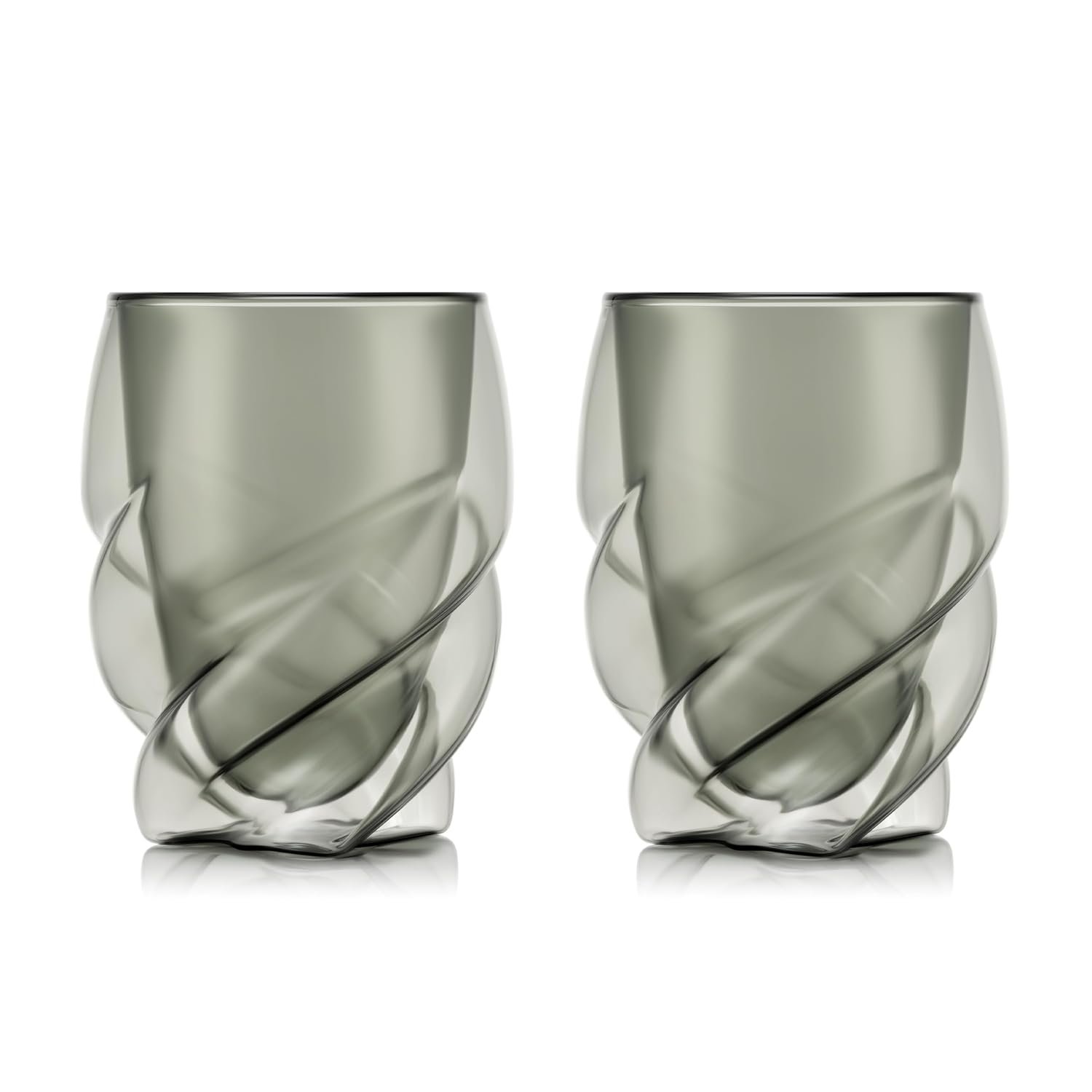 Bodum Double Walled Glasses Pack of 2 PAVINA Paris Transparent Grey - 270ml Cups - Dishwasher Safe Thermal Cup - Mouth-Blown Borosilicate Glass