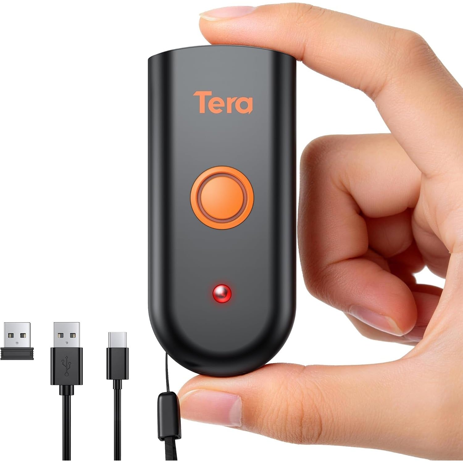 Tera Mini 1D 2D QR Bluetooth Barcode Scanner Wireless Portable 1D USB Wired Bar Code Reader 3 in 1 2.4G Wireless & USB Wired & Bluetooth Pocket Barcode Reader 1200