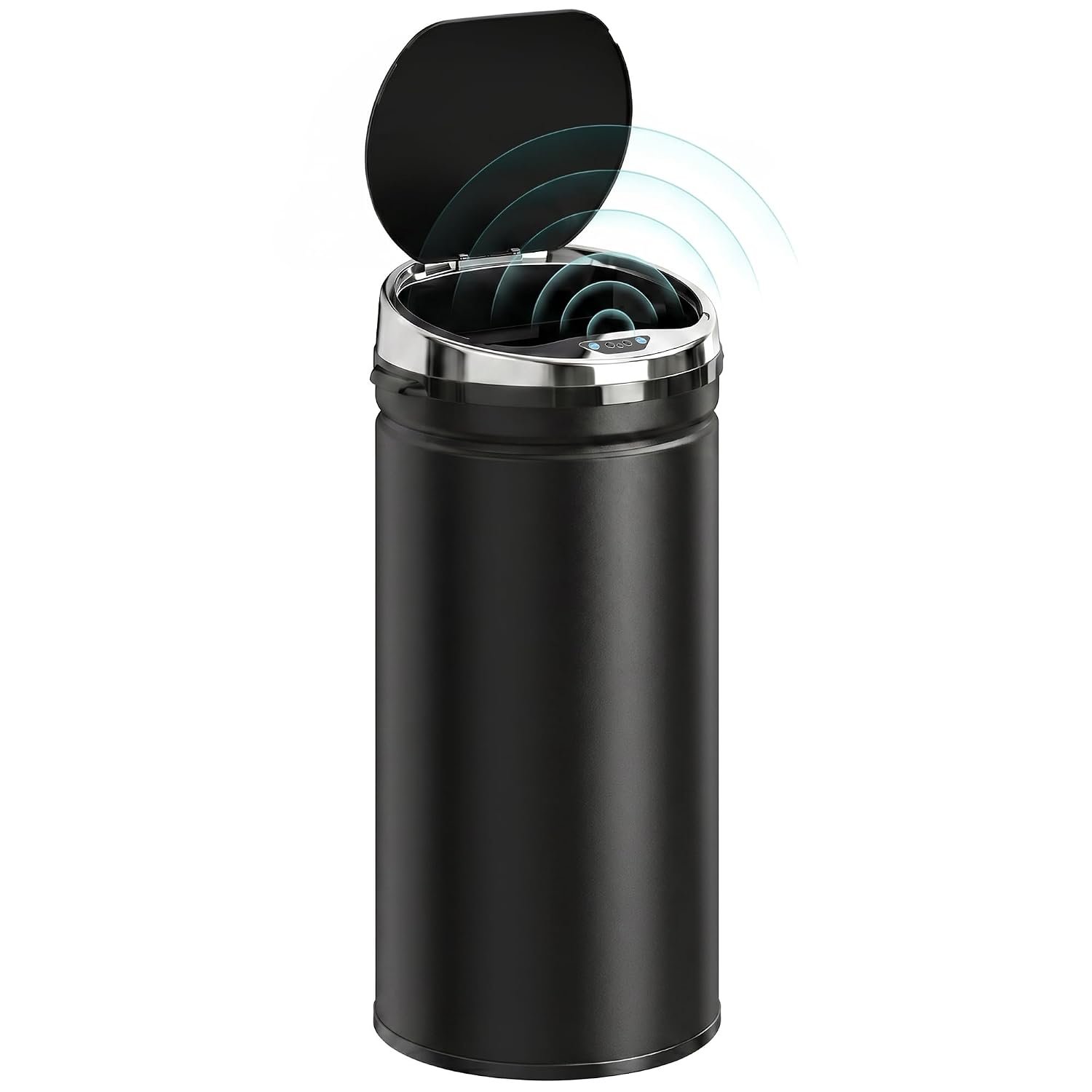 HOMCOM 42L Sensor Bin, Automatic Touchless Rubbish Bin with Soft-Close Lid, Fingerprint Resistant Stainless Steel for Kitchen, Home Office, Recycling and Waste, Black