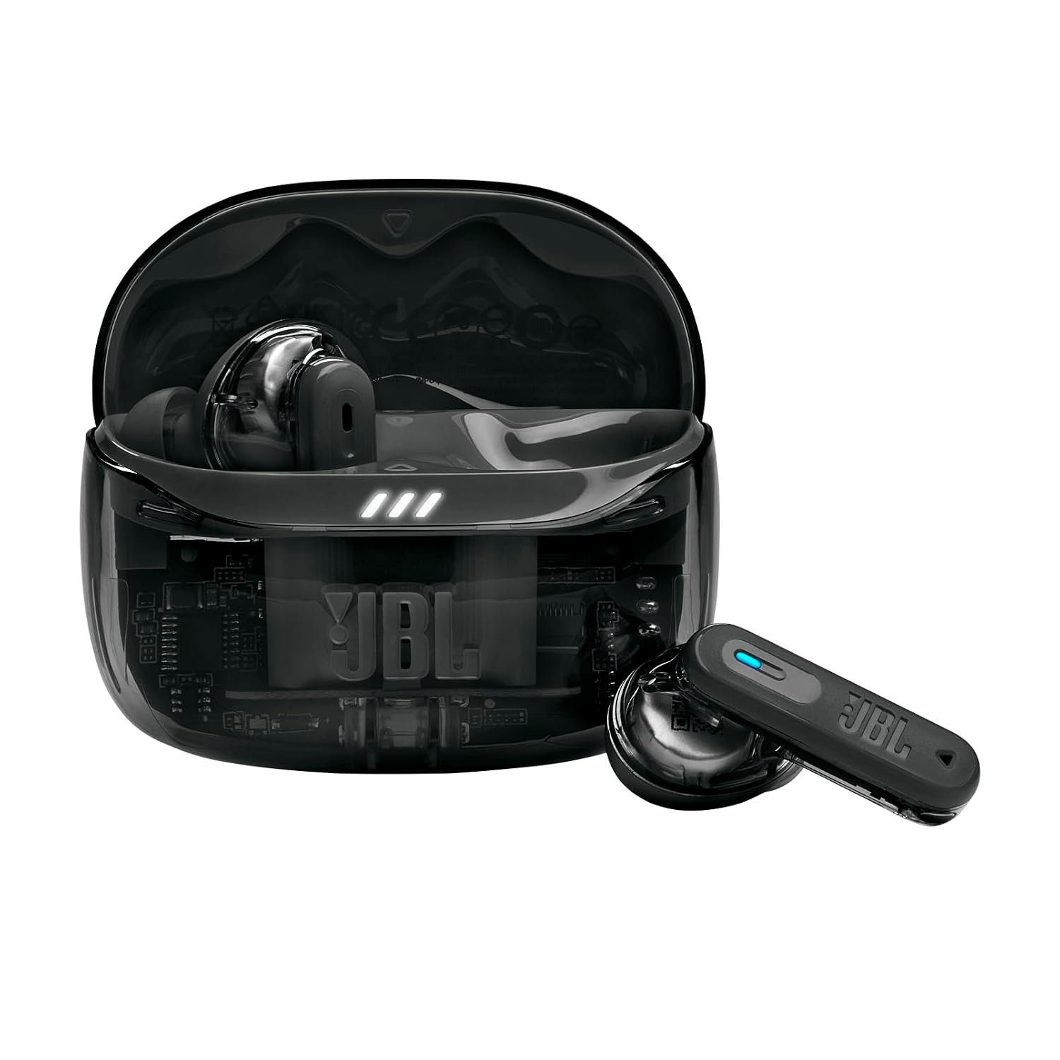 JBL Tune Beam Ghost 2, Wireless Noise Cancelling Bluetooth Earbuds with 48h Playtime, IP54 Water and Dust Resistant, Multi-Point Connection, Ergonomic Design, Closed-Back Stick Design, Black Ghost