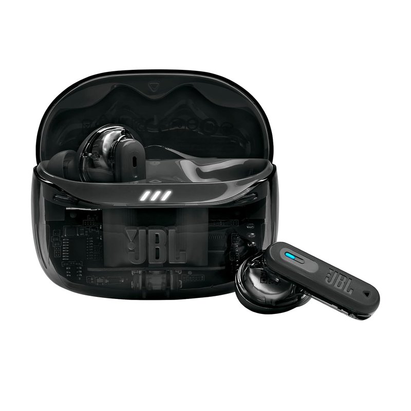 JBL Tune Beam Ghost 2, Wireless Noise Cancelling Bluetooth Earbuds with 48h Playtime, IP54 Water and Dust Resistant, Multi-Point Connection, Ergonomic Design, Closed-Back Stick Design, Black Ghost