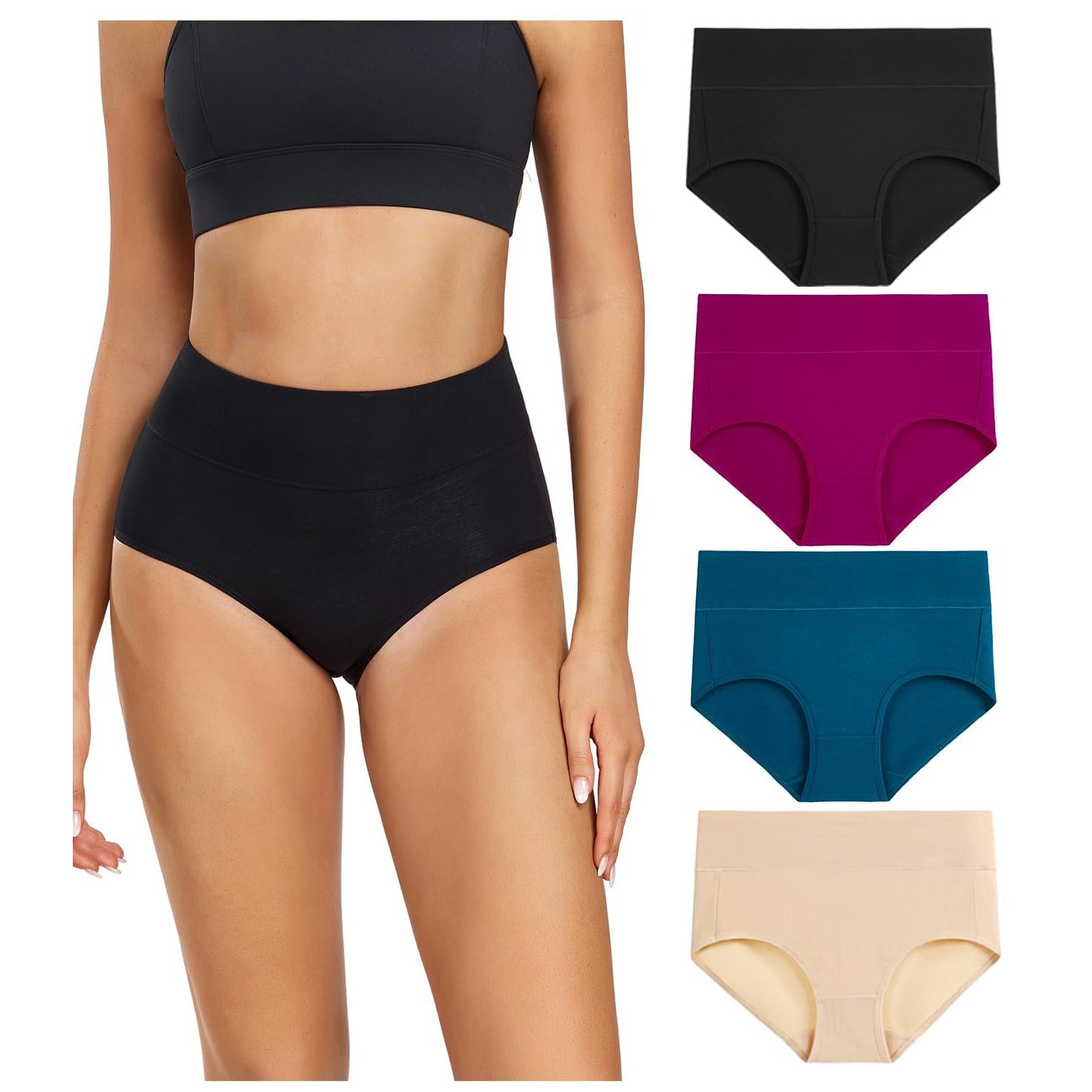 wirarpa Ladies Knickers Cotton Full Briefs High Waisted Underwear Panties for Women Multipack Size 2XL