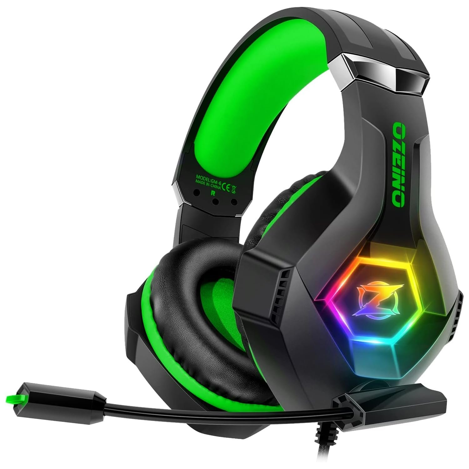 Ozeino Gaming Headset with Microphone for PS5/PS4/Xbox One/PC/Switch, Gaming Headphones with 3D Surround Sound & Noise Cancellation Green