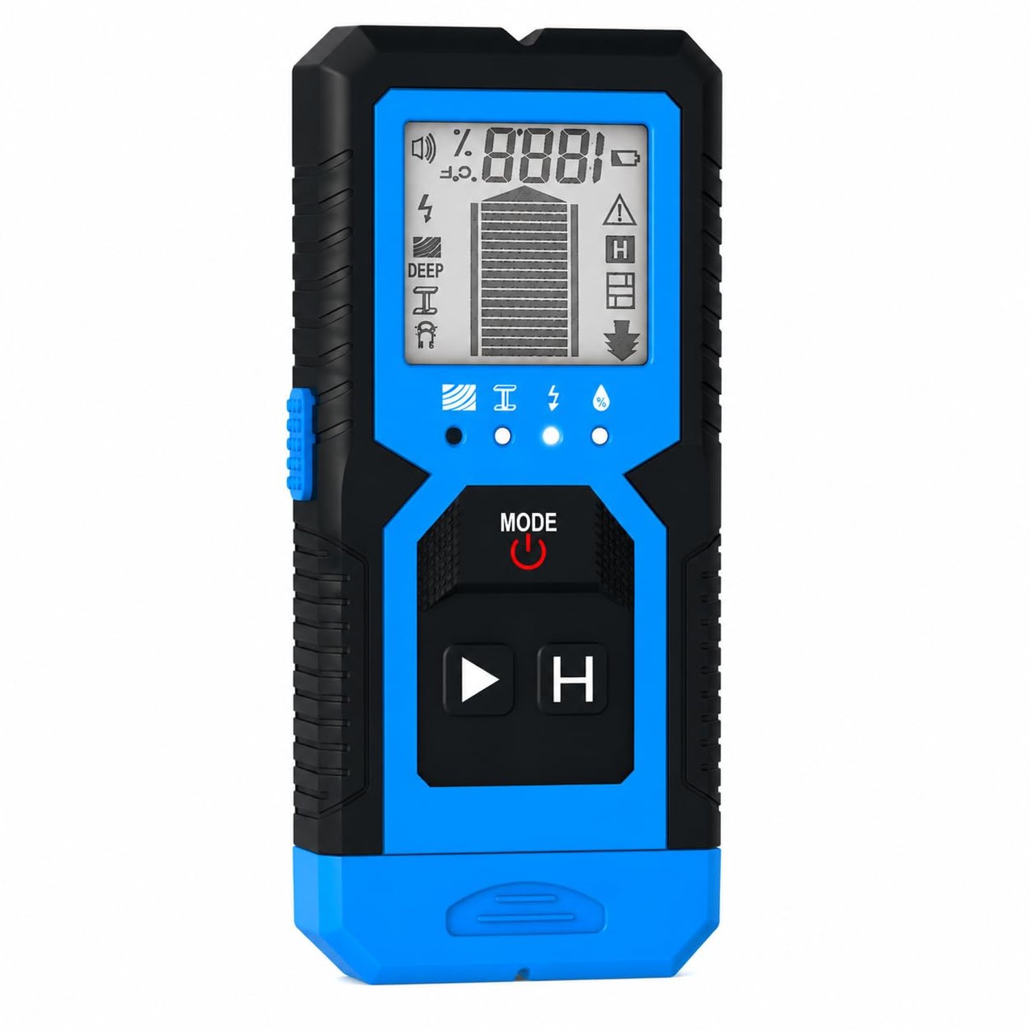 4 in 1 Stud Finder Wall Scanner with Damp Meter, Electronic Wall Detector for Wood Studs, Metal, Pipes and Live AC Wire, LCD Stud Detector with Audio Alarm for Drilling, Shelves and Home Renovation