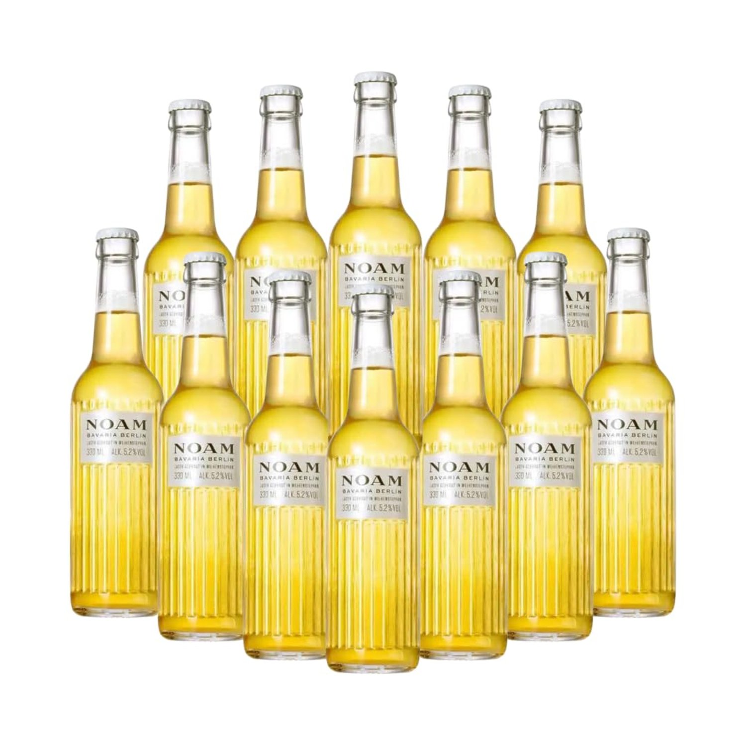 NOAM Bavarian Premium German Lager 340ml Bottles - 5.2% ABV (12 Pack) | Crisp German Beer Brewed in Munich - Unfiltered Lager - Vegan Friendly - Stylish Modern Design