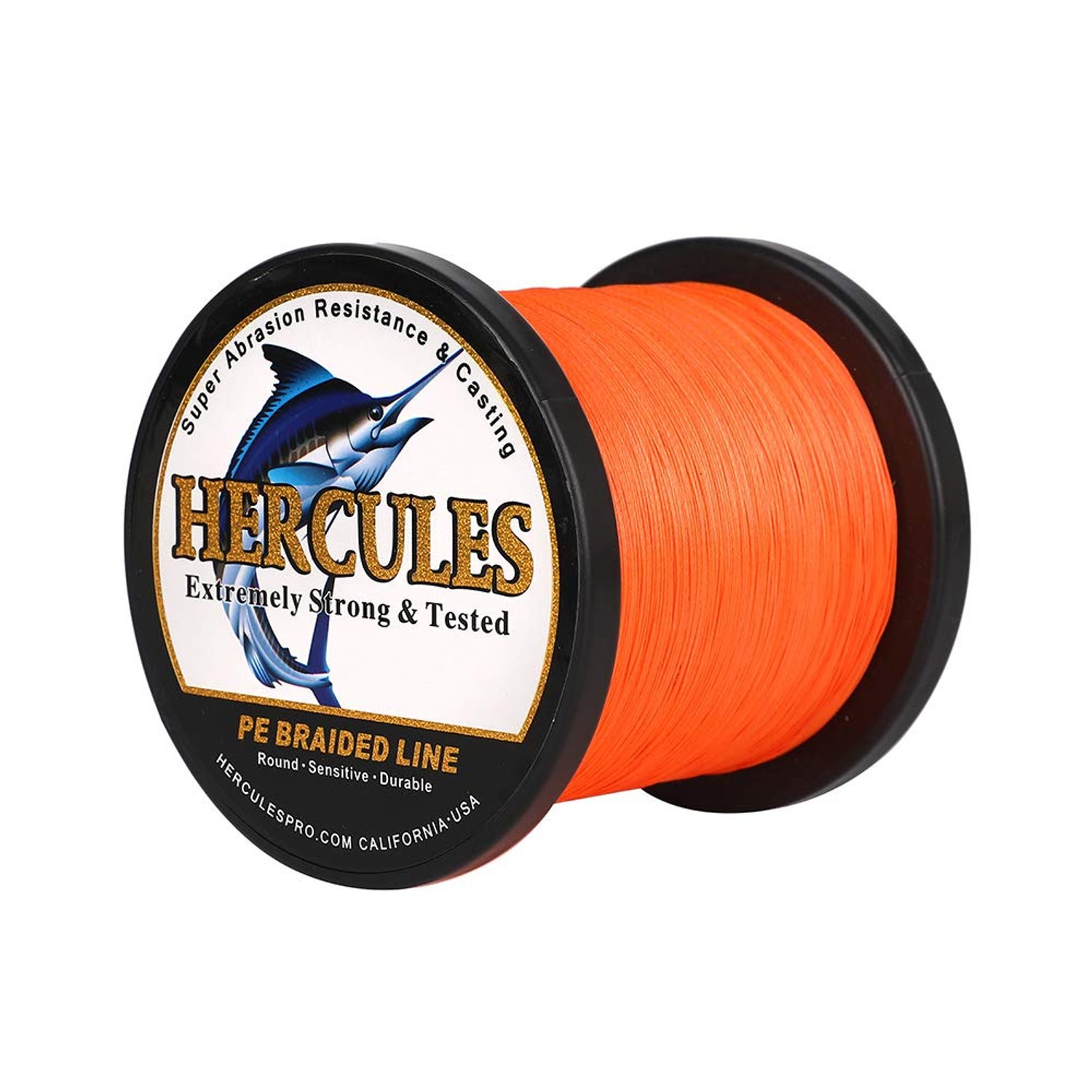 Hercules Braided Fishing Line 2000m 2187yds 10lbs-200lbs Pe Superline 8 Strands (Orange 15lb/6.8kg 0.16mm)