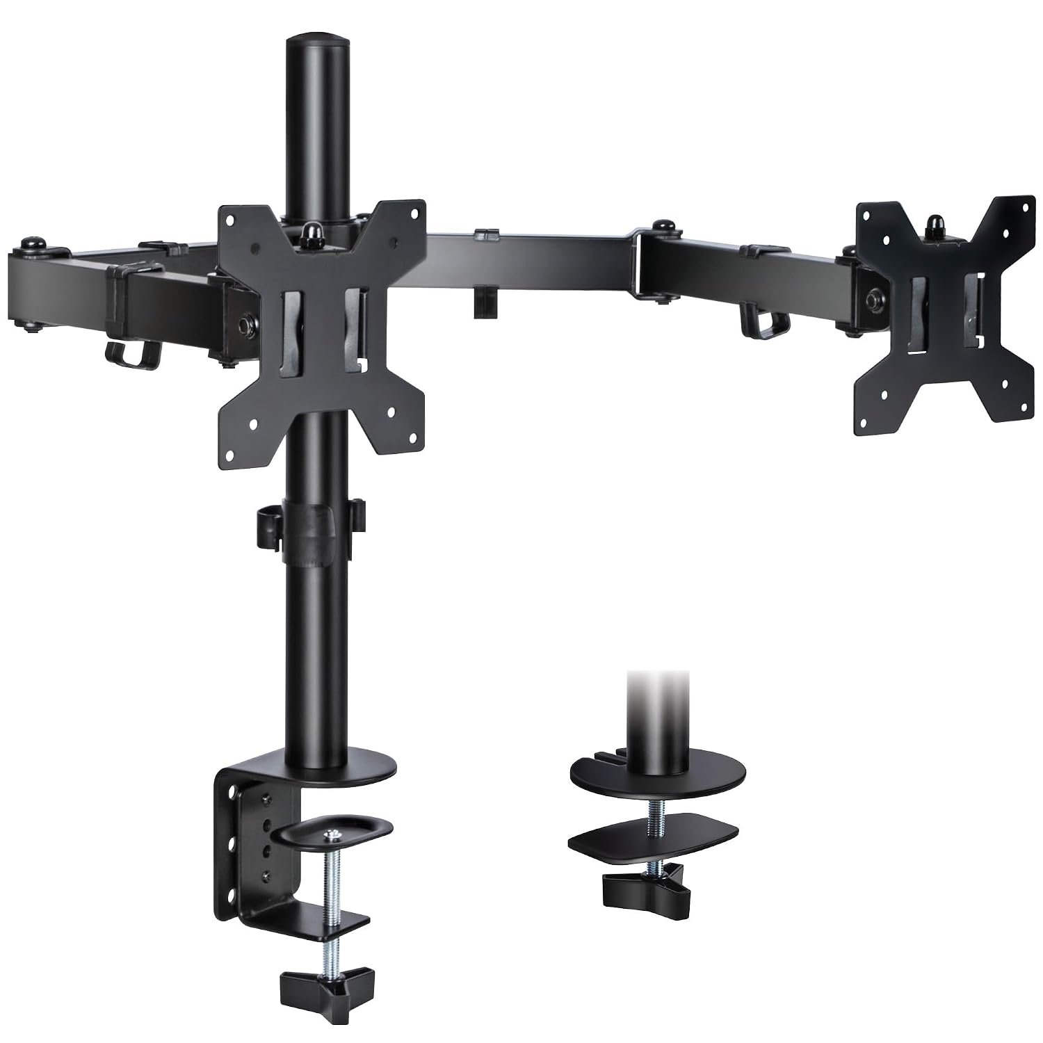 Futura Dual Monitor Arm Desk Mount, Adjustable Stand for 13-27 Inch Screens, VESA 75x75 & 100x100mm, Holds Up to 8kg Each Arm, Full Motion Tilt Swivel Rotation, Ergonomic Grommet & Clamp Mount
