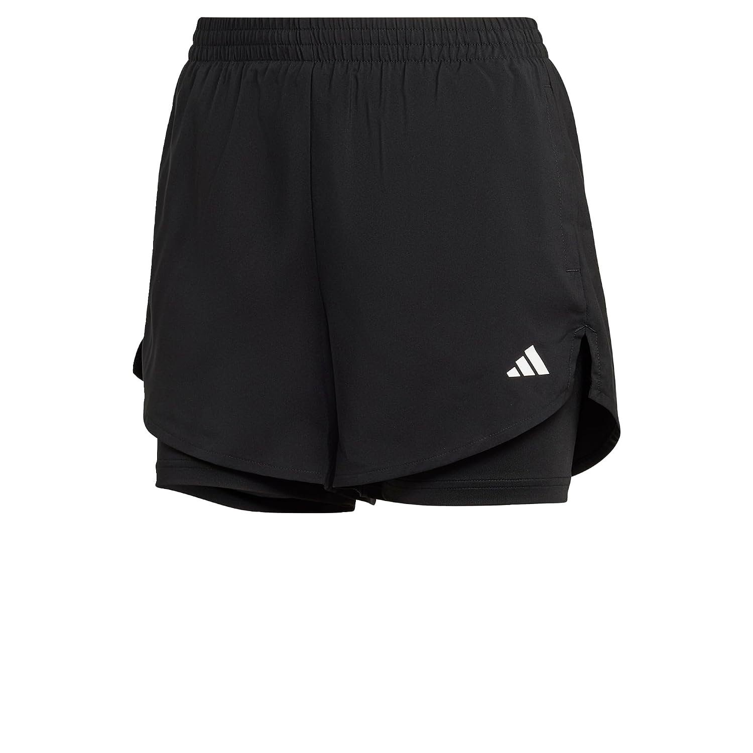 adidas Women's AEROREADY Made for Training Minimal Two-in-One Shorts, Black/White, XL