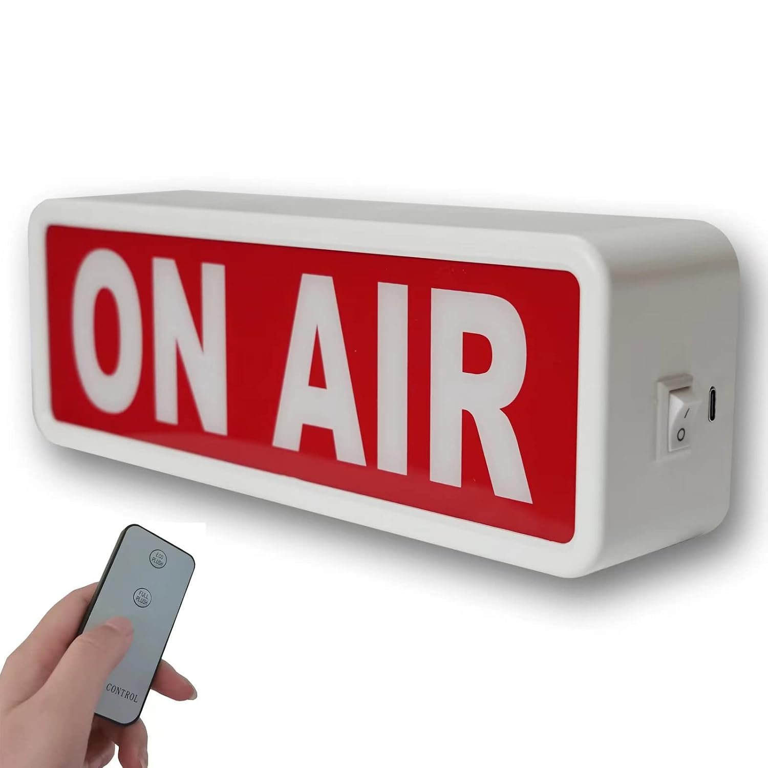 ON AIR Lighted Broadcast Warning Sign for Studio/Home/Company. Simple ON/OFF Switch. White