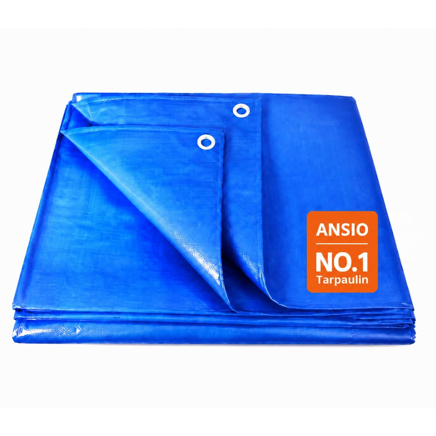 ANSIO Tarpaulin 5m x 8m Water-resistant Tarp Large Camping Cover Sheet – Multipurpose Groundsheet with UV Protection, Weatherproof & Frost-Resistant – Reinforced Eyelets - Blue