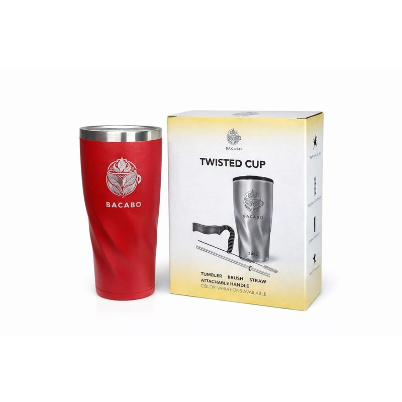 BACABO Premium Thermal Tumbler with Handle and Straw, 304 Stainless Steel, 500ML, Double Wall Vacuum Insulated Cup, Keeps Drinks Cold 24h & Hot 6h, Leak-Resistant, Car Cup Holder Compatible (red)