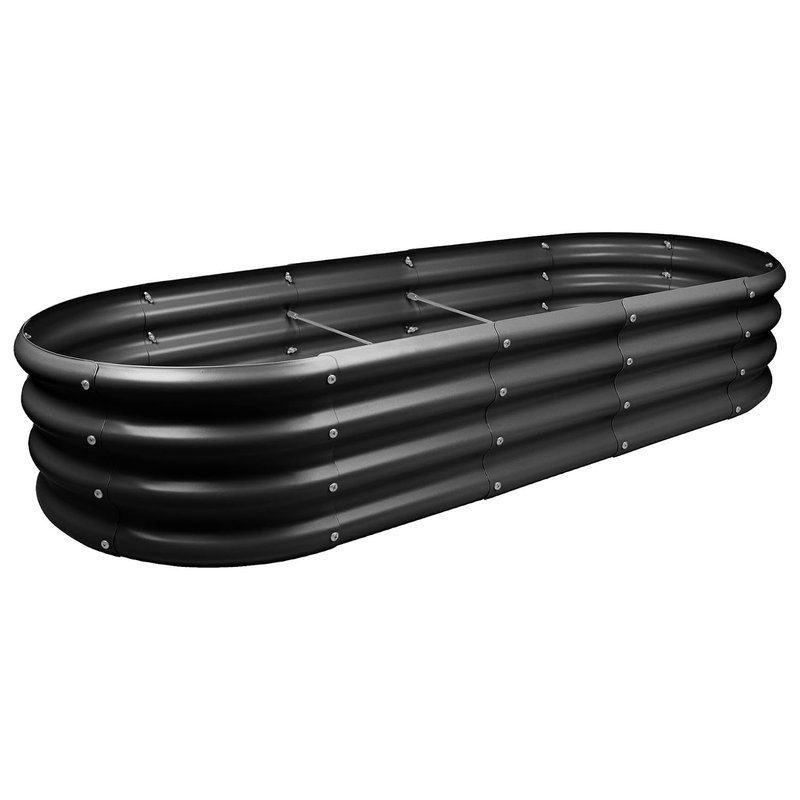 Harbour Housewares Raised Garden Bed - Anthracite - 180 x 90cm - Rounded - Bottomless Metal Raised Bed Galvanised Steel Planter Box for Growing Outdoor Plants, Vegetables, Flowers and Herbs
