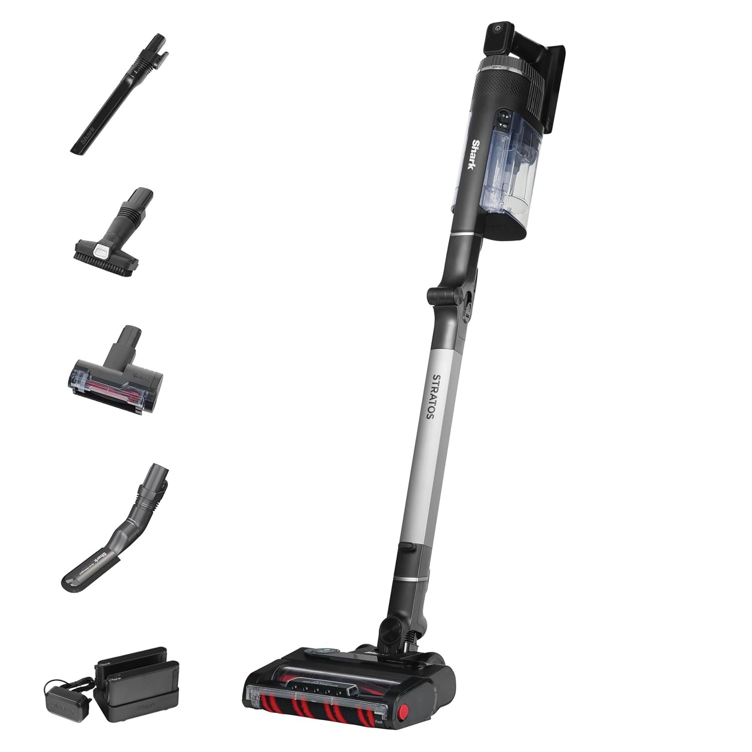 Shark Stratos Cordless Stick Vacuum Cleaner Pet Pro with Anti Hair Wrap Plus, 120 Mins Run-Time (2 Batteries), Clean Sense IQ & Anti-Odour, Pet, Crevice & Multi-Surface Tools, Charcoal/Silver IZ420UKT