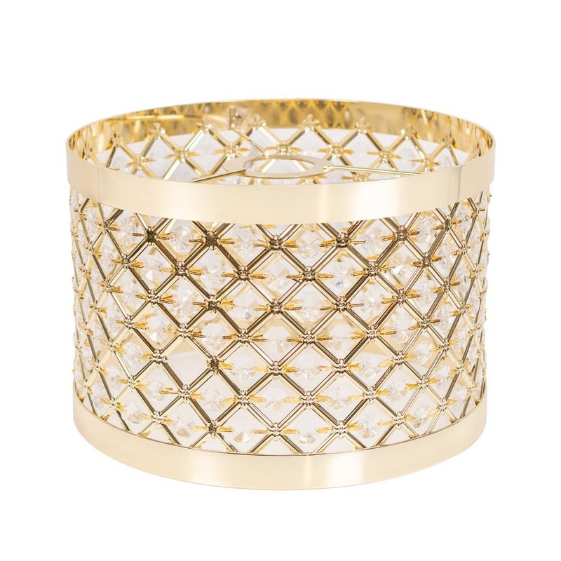 ValueLights | Gold Easy Fit Metal Cut Out Lampshade Acrylic Jewel Drum Ceiling Light Shade | Shades, Home Décor & Improvement Essential | 24cm Shade Width