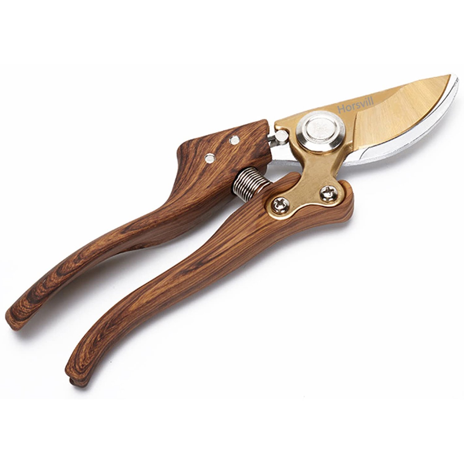 Horsvill Garden Shears, Pruning Scissors Made of Japanese SK4 Steel Blades, Garden Secateurs for Heavy Duty, Garden Snips and Flower Plants Clippers, Professional Pretty Garden Tools (Wood Grain)