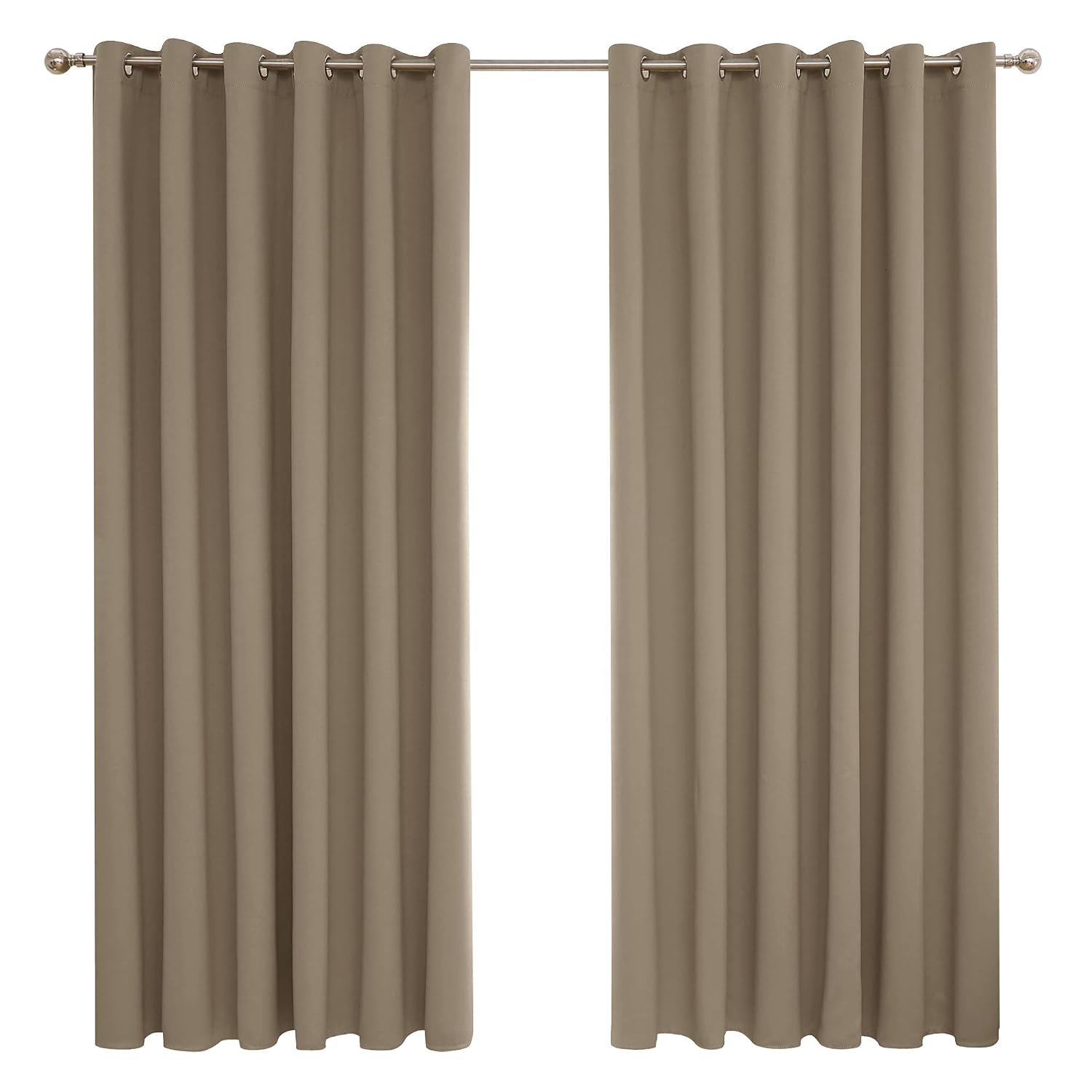 Deconovo Tan Brown Curtains, Super Soft Thermal Insulated Eyelet Blackout Curtains for Bedroom, 90 x 90 Inch(Width x Length), Tan Brown, 2 Panels