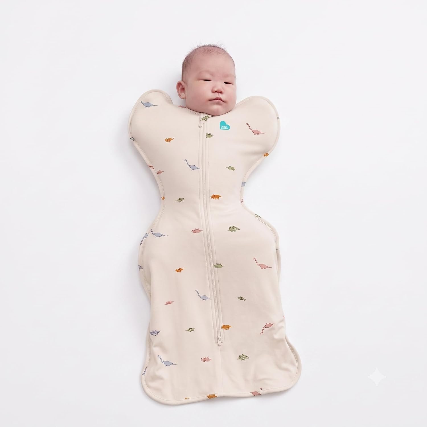 Love To Dream™ Swaddle UP™, Medium 6–8.5 kg – Dinosnore Cream | Snug Fit, Supports Healthy Sleep Routine | 1.0 Tog Ideal for Spring & Summer (20–24°C) | Machine Washable Cotton & Double Zip