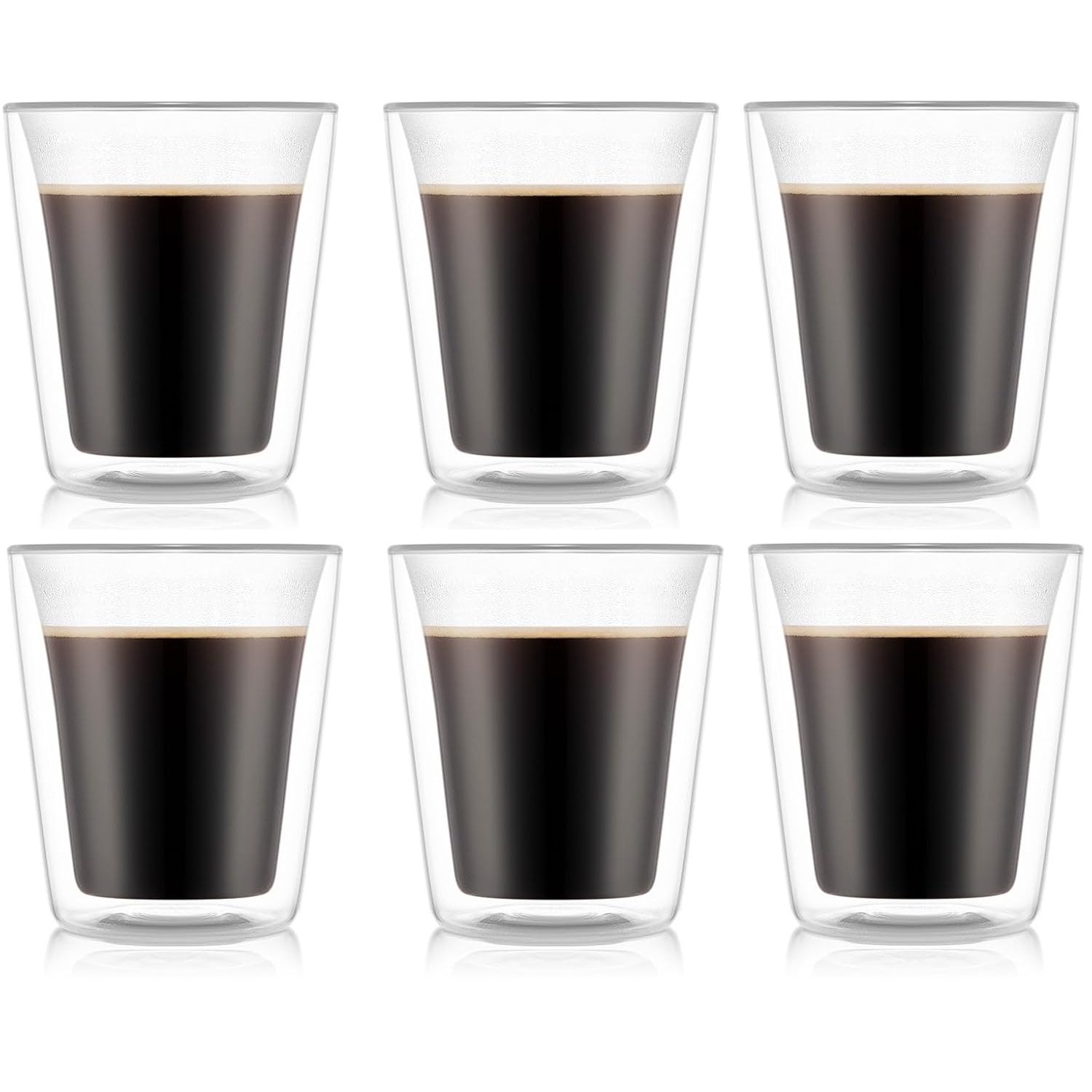 Bodum Double-Walled Coffee and Tea Glasses Canteen - Patented Valve - 200 ml - 6 Pieces