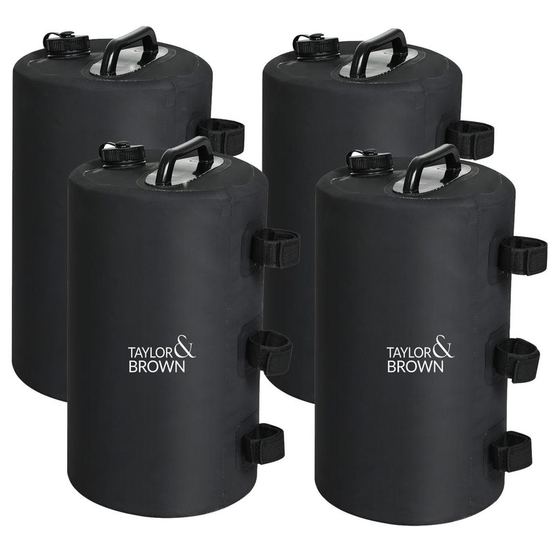 Taylor & Brown 4 Pack Canopy Gazebo Water Weights Bag, 4 Leg Weights, Portable 10L Water Bag Windproof for Outdoor Pop Up Tent, Canopies, Gazebo, Shelter, Set of 4 (Black)
